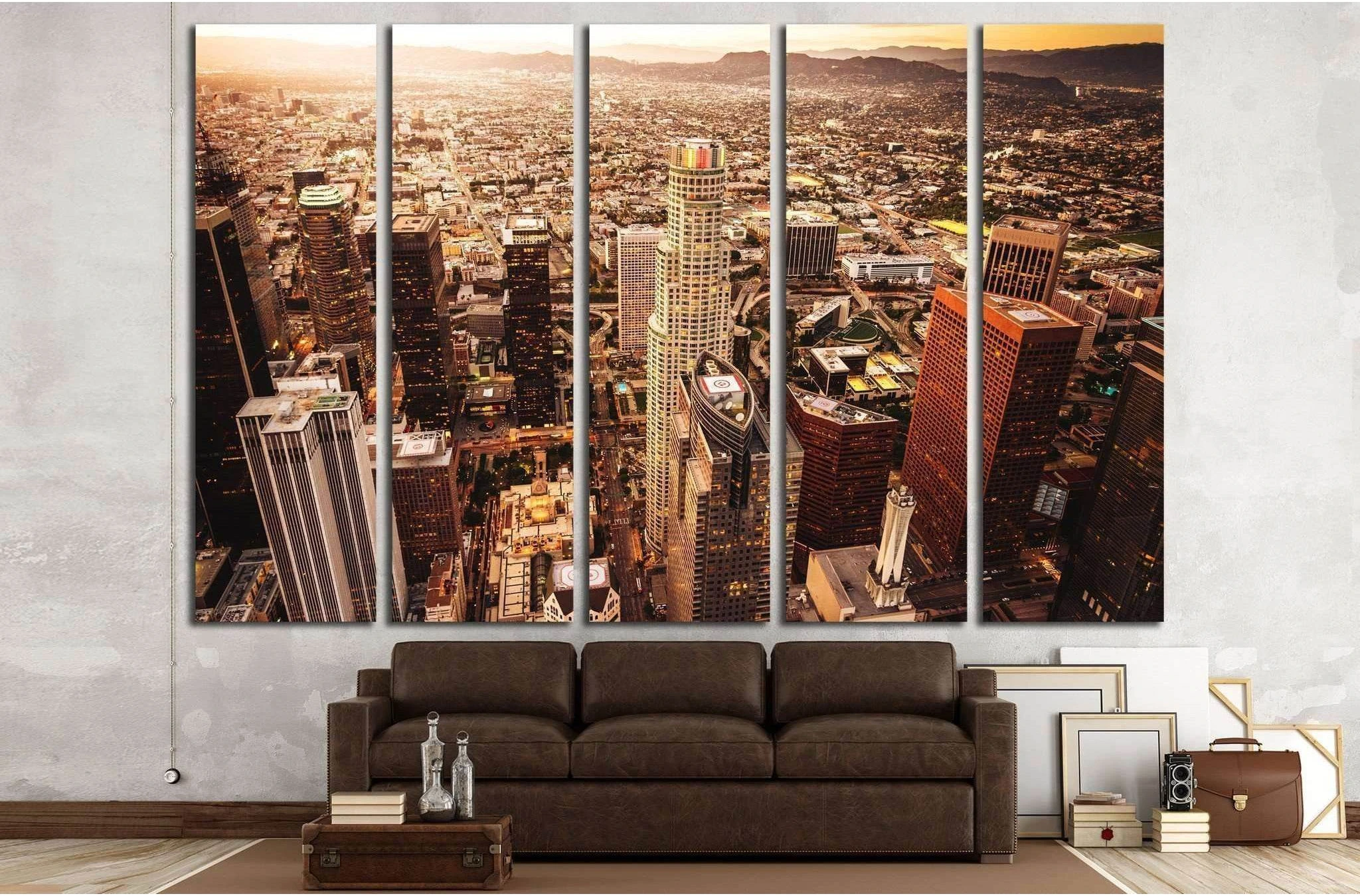 Los Angeles skyline aerial view №1947 Ready to Hang Canvas Print - Zellart Canvas Prints ALL_Products, s-1947