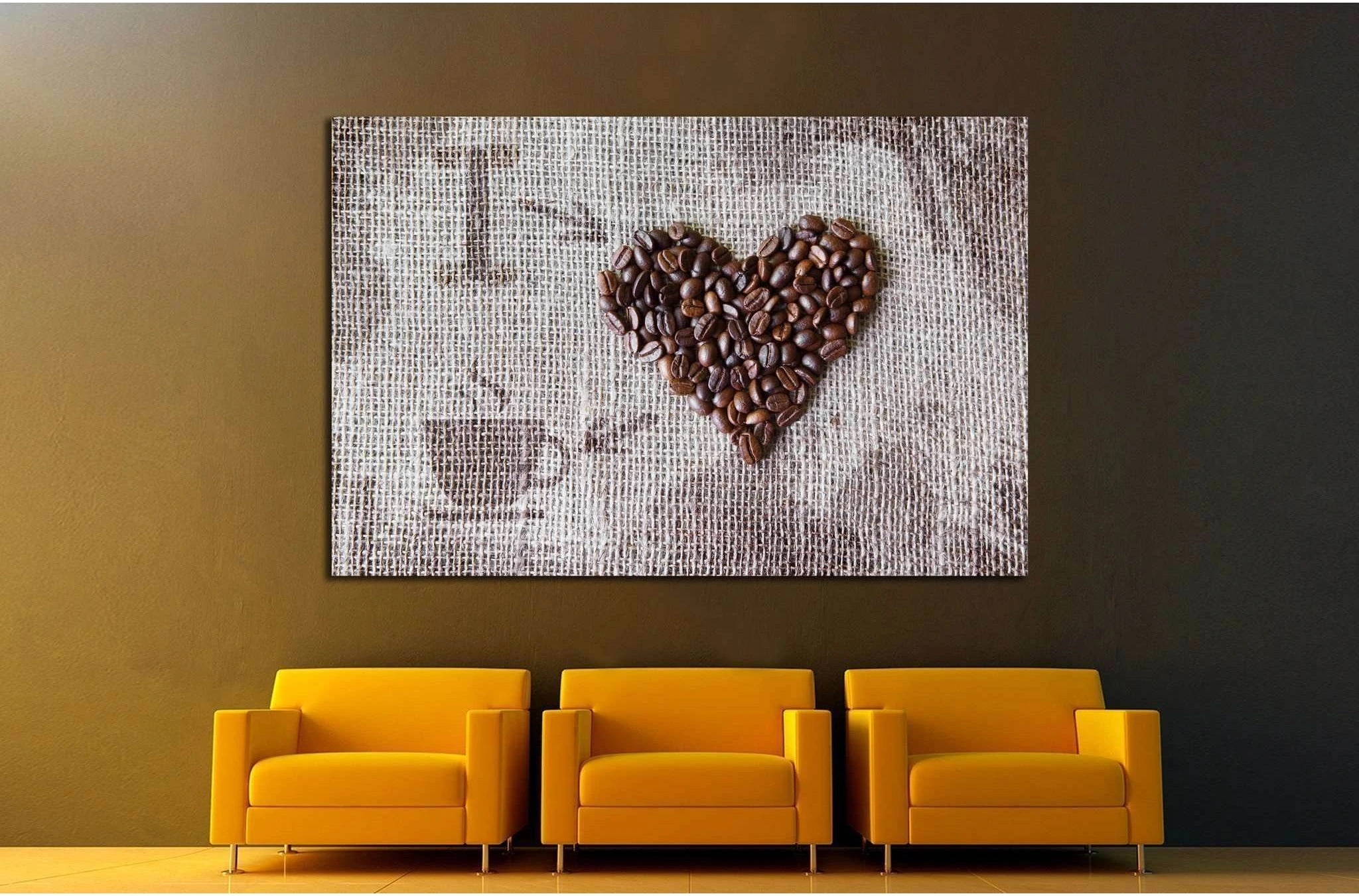 love coffee, coffee beans heart shape background №1915 Ready to Hang Canvas Print - Zellart Canvas Prints ALL_Products, s-1915