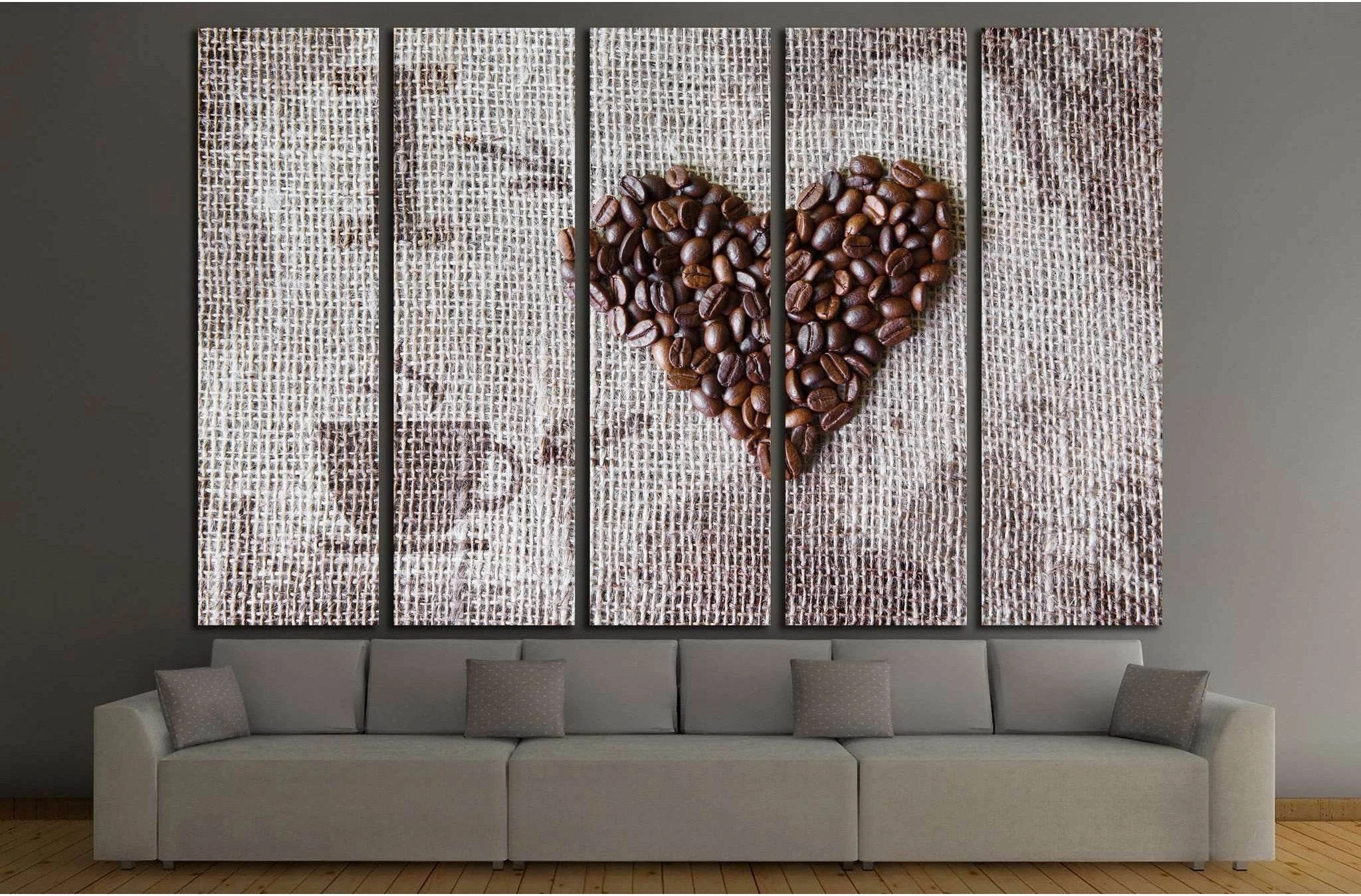 love coffee, coffee beans heart shape background №1915 Ready to Hang Canvas Print - Zellart Canvas Prints ALL_Products, s-1915