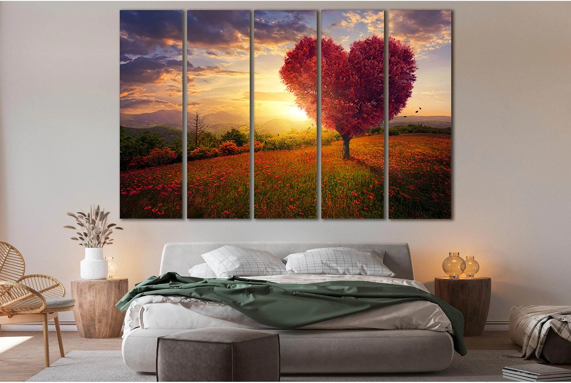Love Tree Beautiful Sunset №SL233 Ready to Hang Canvas Print - Zellart Canvas Prints 0new, ALL_Products, SUNRISE & SUNSET WALL ART