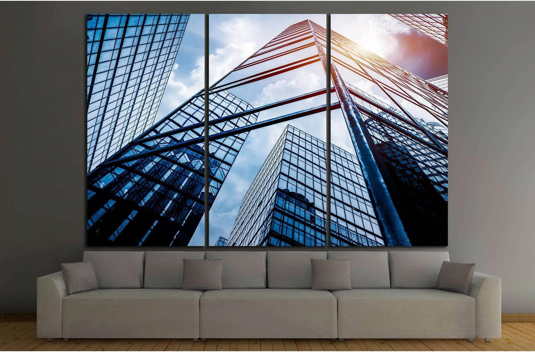 low angle view of skyscraper №1079 Ready to Hang Canvas Print - Zellart Canvas Prints ALL_Products, s-1079