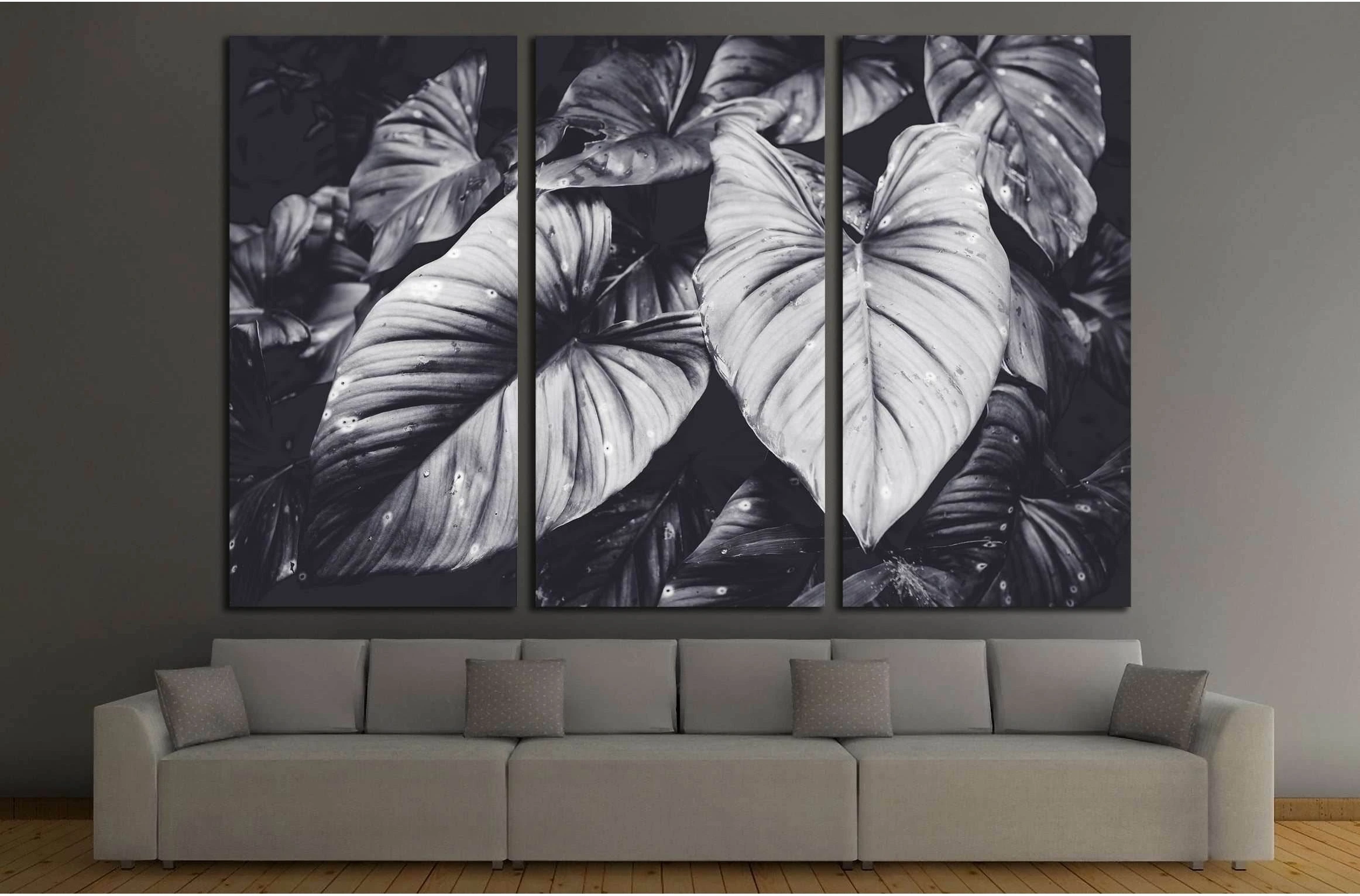 Low key Dark lighting Nature background, green leaves in natural light and shadow №2834 Ready to Hang Canvas Print - Zellart Canvas Prints ALL_Products, s-2834