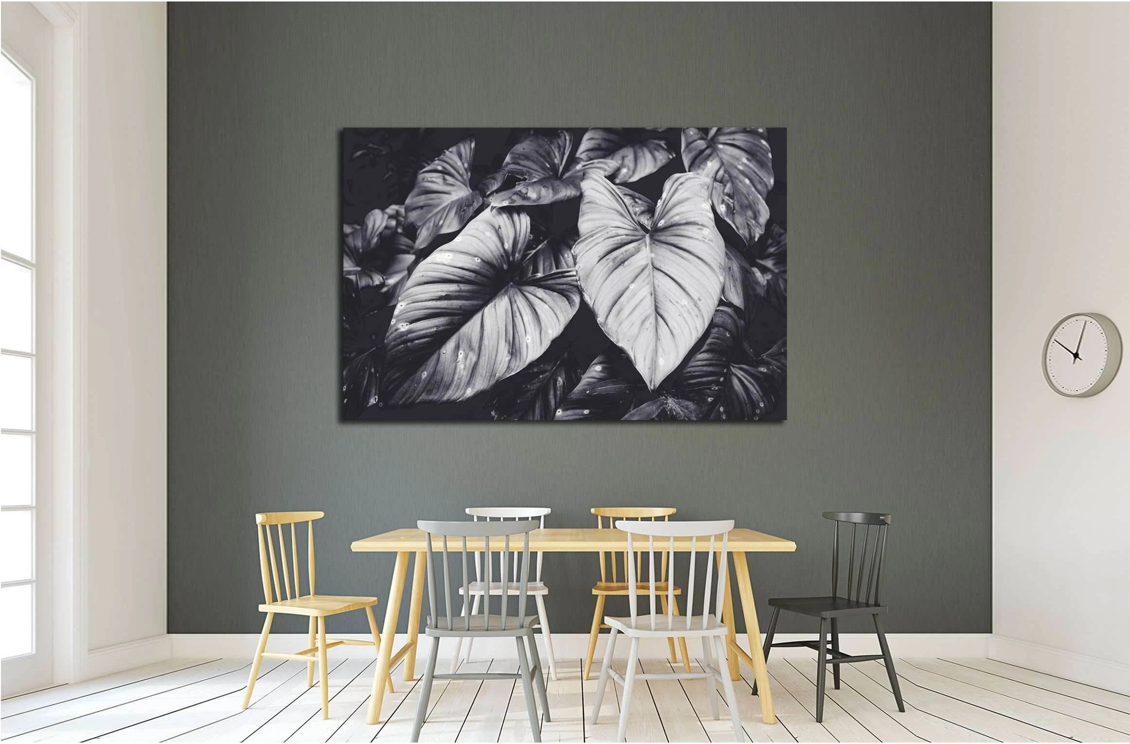 Low key Dark lighting Nature background, green leaves in natural light and shadow №2834 Ready to Hang Canvas Print - Zellart Canvas Prints ALL_Products, s-2834