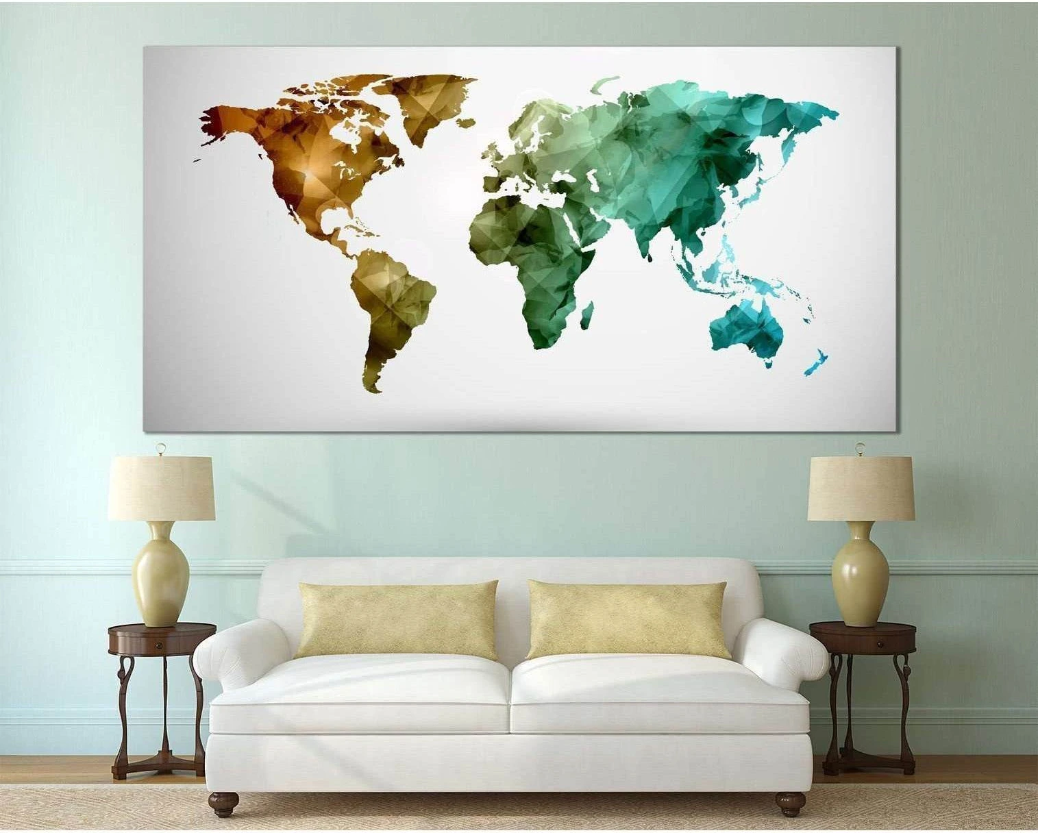 Low Poly World Map №111 Ready to Hang Canvas Print - Zellart Canvas Prints ALL_Products, wd-111