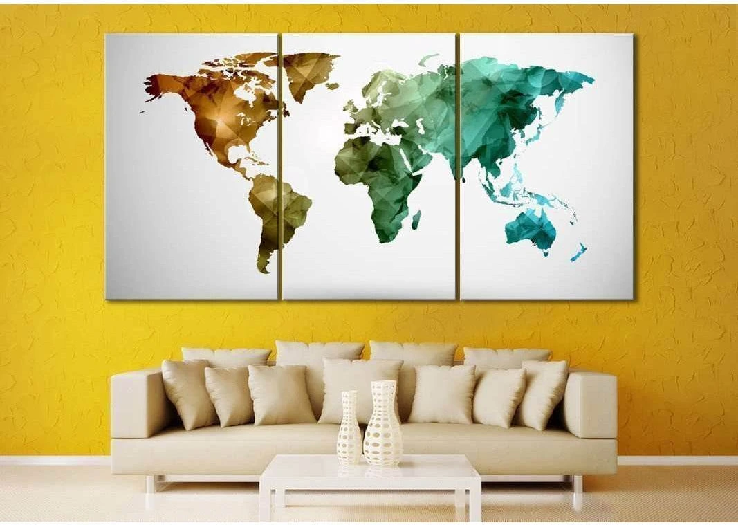 Low Poly World Map №111 Ready to Hang Canvas Print - Zellart Canvas Prints ALL_Products, wd-111