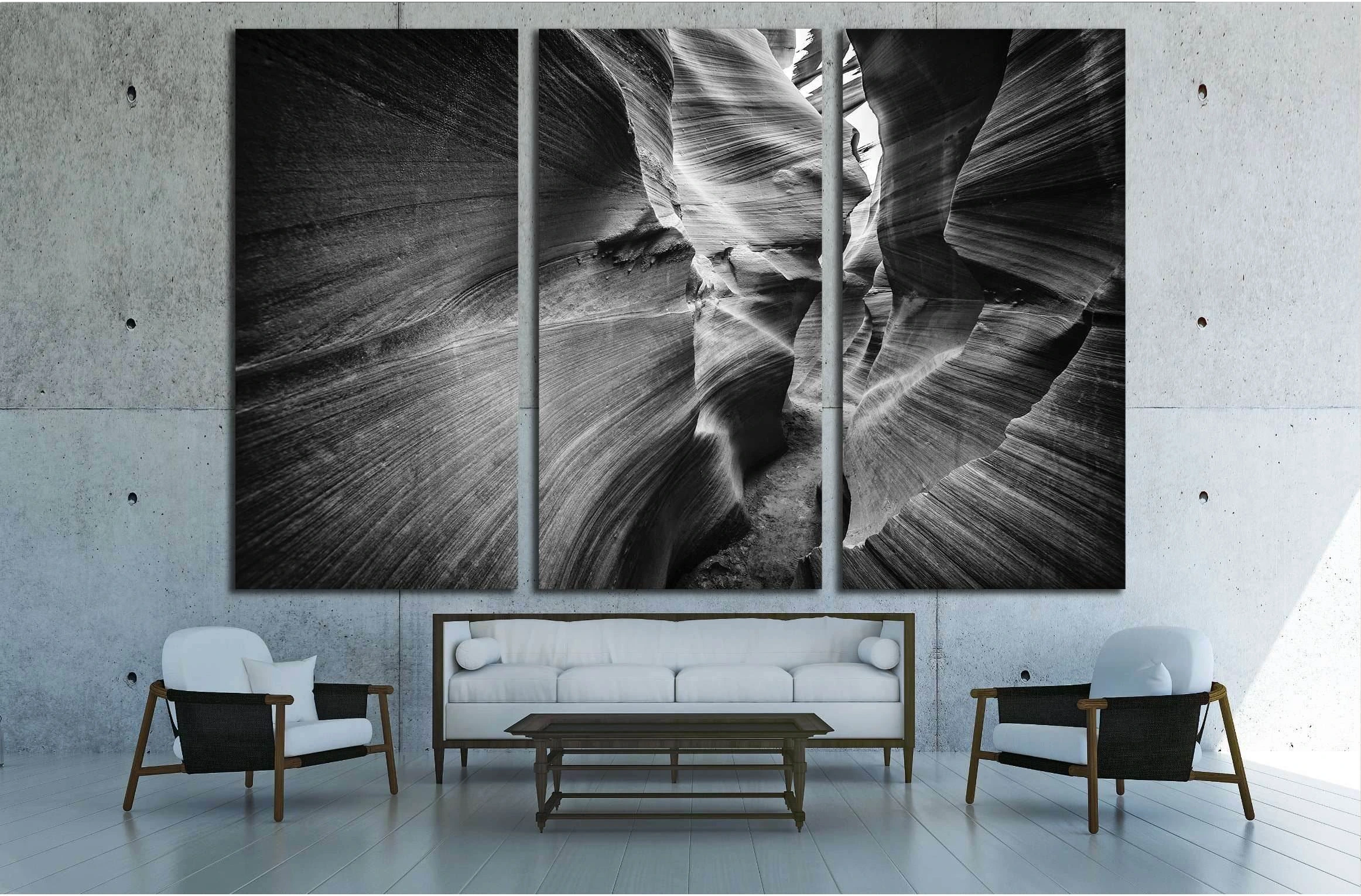 Lower Antelope Canyon in black and white №2861 Ready to Hang Canvas Print - Zellart Canvas Prints ALL_Products, s-2861