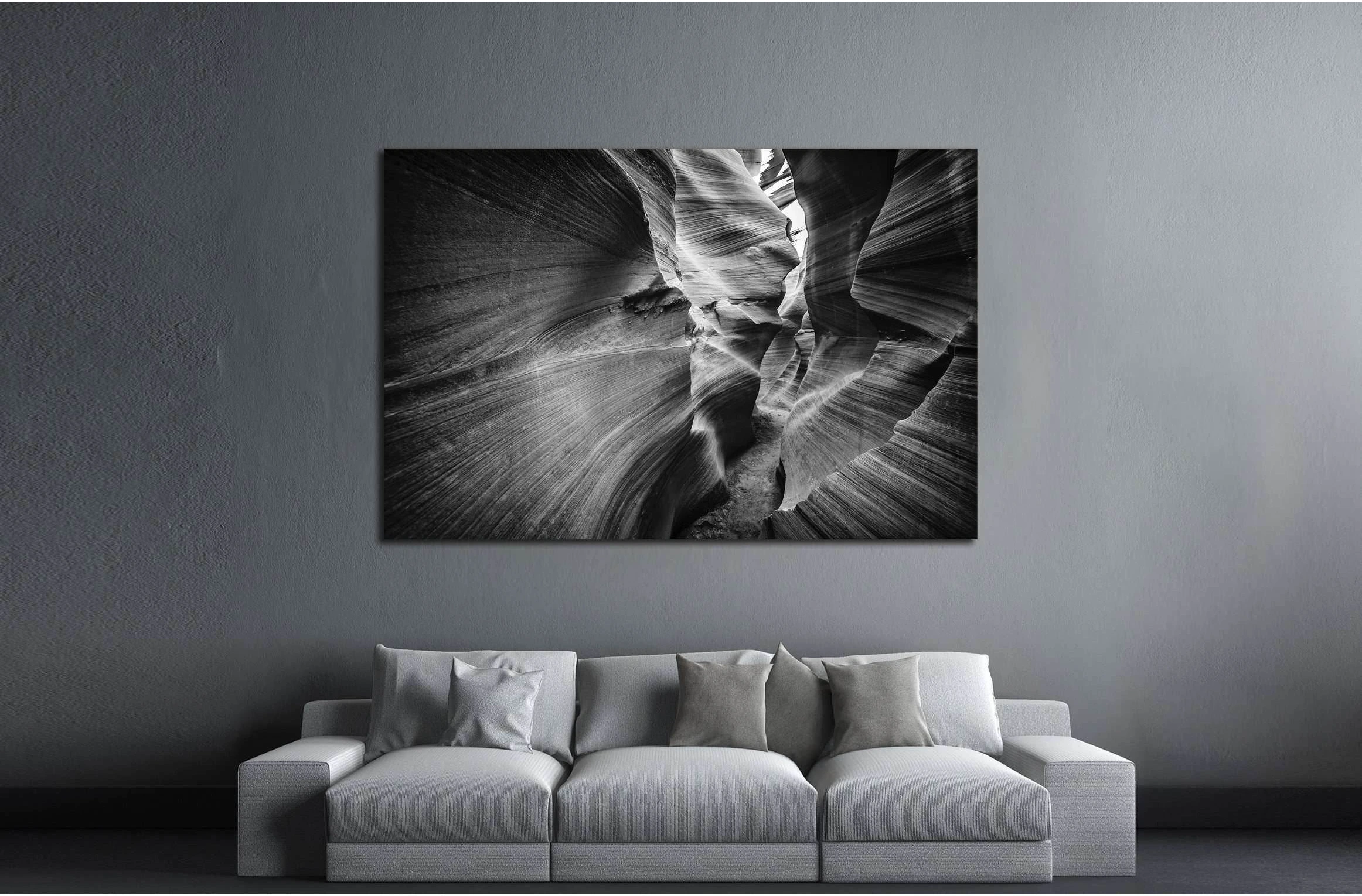 Lower Antelope Canyon in black and white №2861 Ready to Hang Canvas Print - Zellart Canvas Prints ALL_Products, s-2861