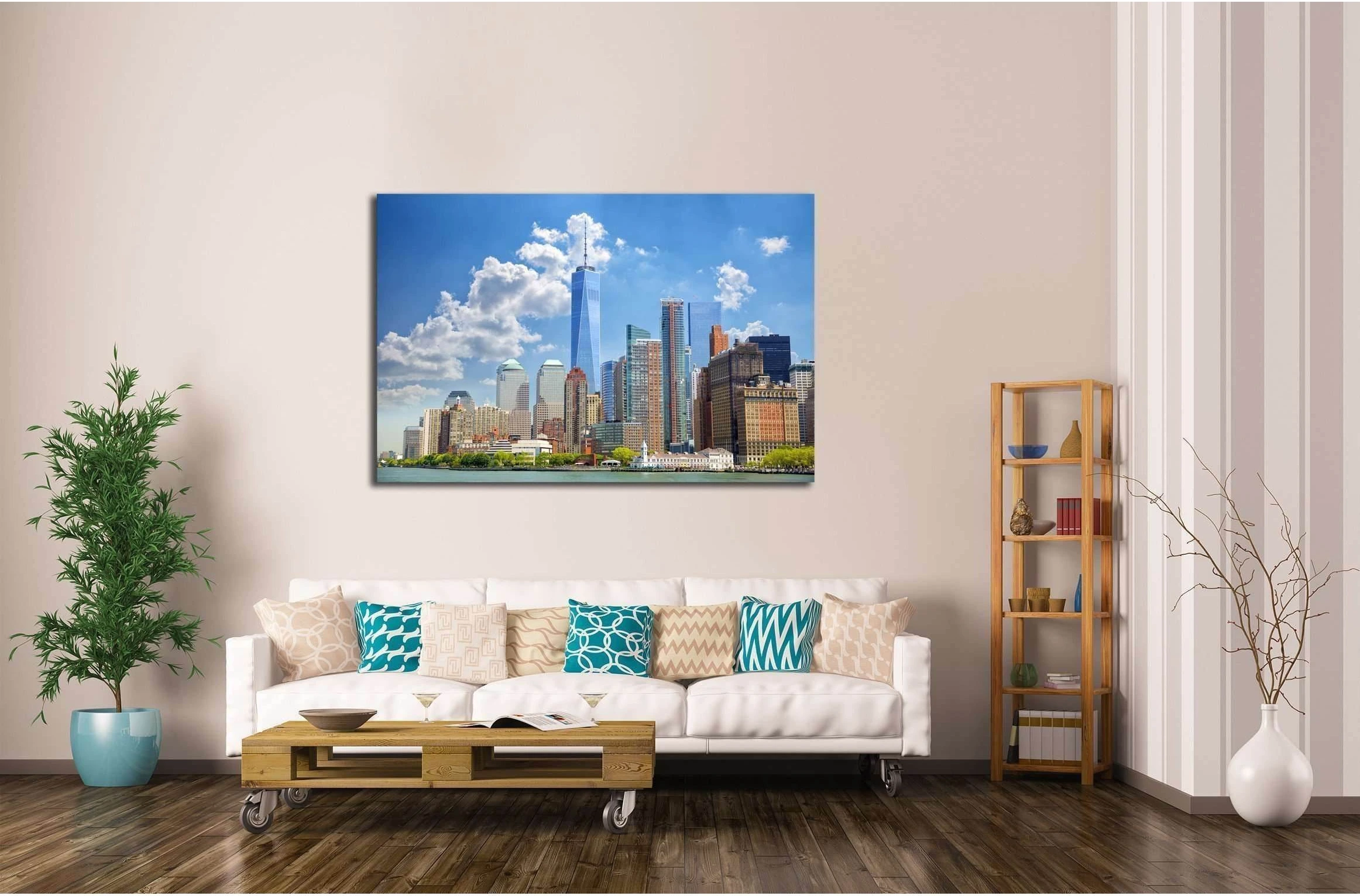 Lower Manhattan urban skyscrapers in New York City №2217 Ready to Hang Canvas Print - Zellart Canvas Prints 0_NY_ART, ALL_Products, s-2217