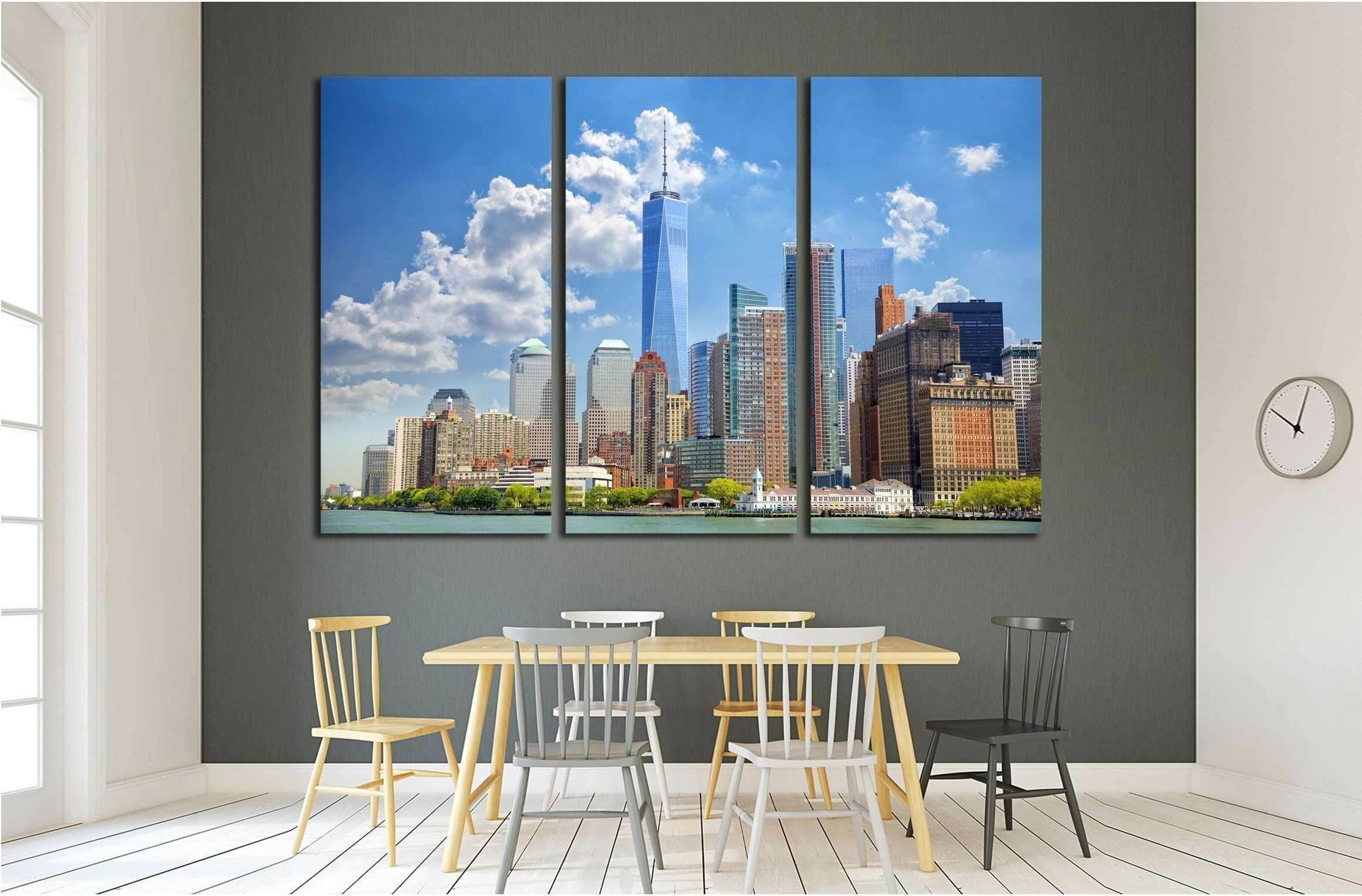 Lower Manhattan urban skyscrapers in New York City №2217 Ready to Hang Canvas Print - Zellart Canvas Prints 0_NY_ART, ALL_Products, s-2217