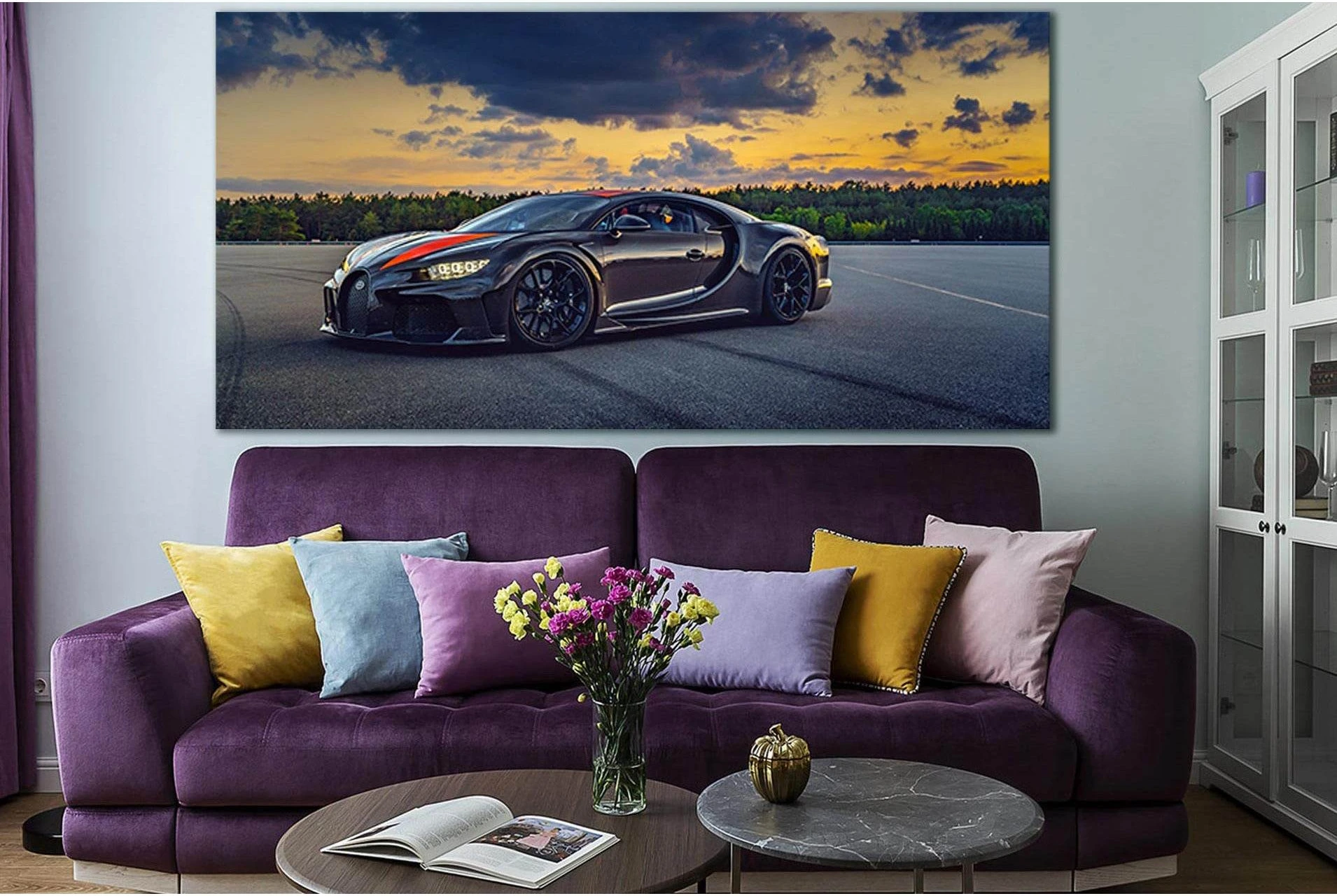 Luxury Beautiful Black Sports Car №SL1436 Ready to Hang Canvas Print - Zellart Canvas Prints 0new, ALL_Products, Engine