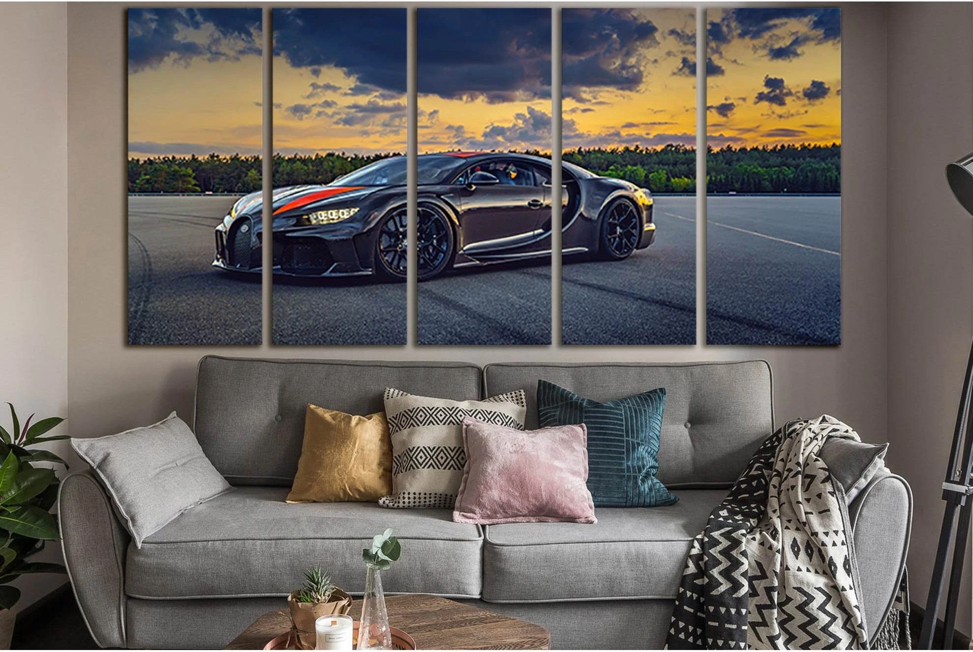 Luxury Beautiful Black Sports Car №SL1436 Ready to Hang Canvas Print - Zellart Canvas Prints 0new, ALL_Products, Engine