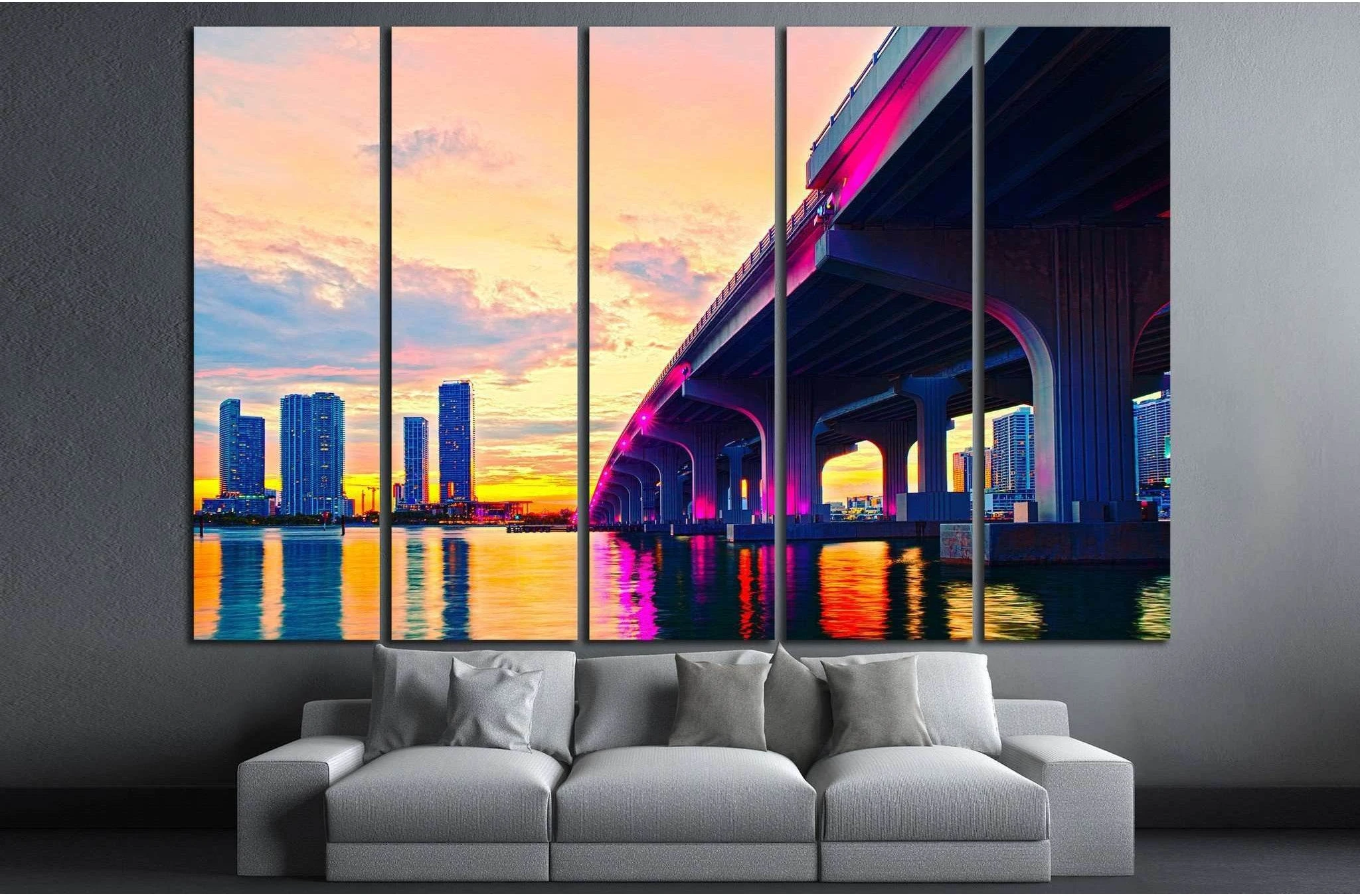 Macarthur bridge, Miami, Florida №1095 Ready to Hang Canvas Print - Zellart Canvas Prints ALL_Products, s-1095