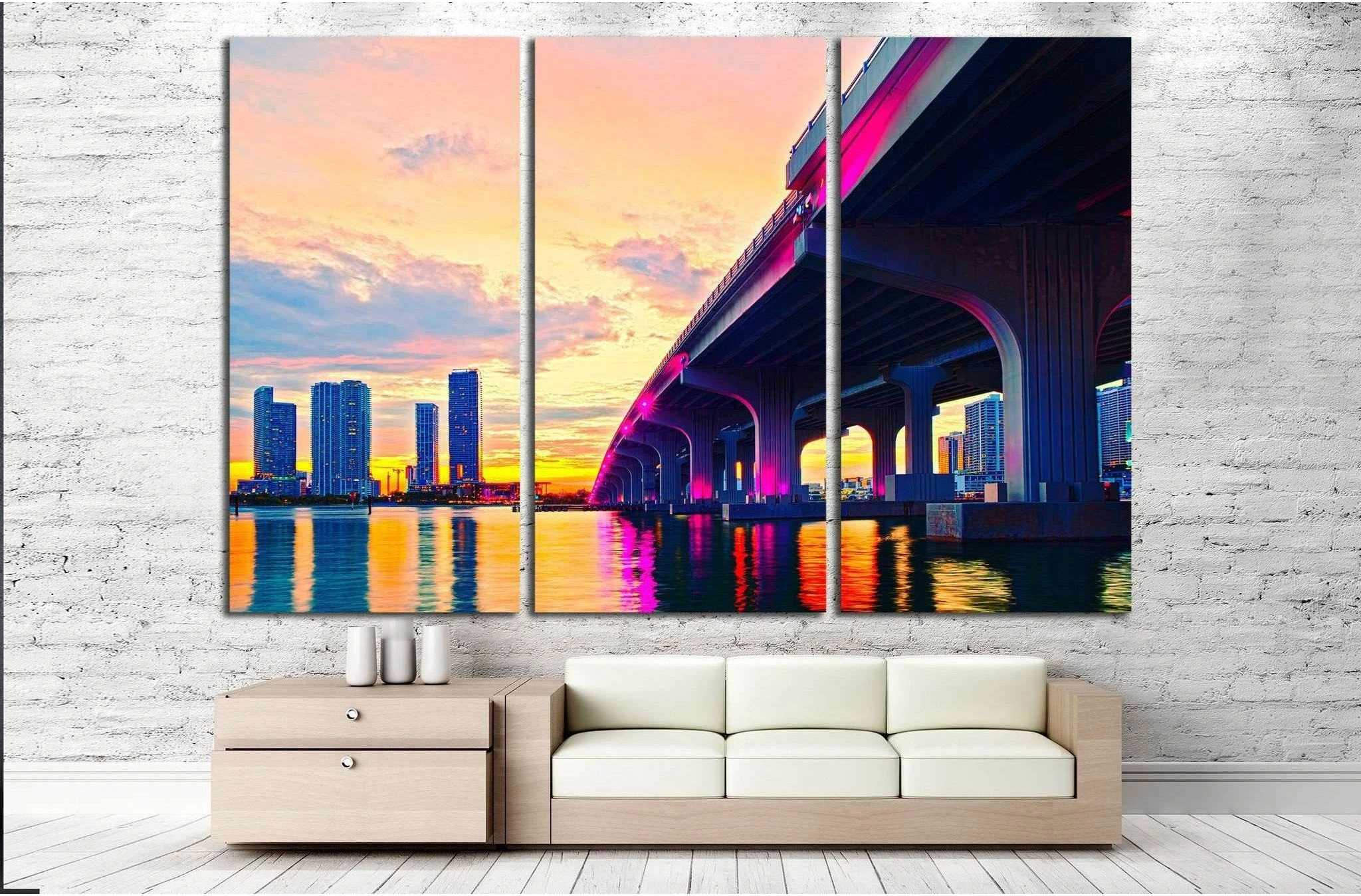 Macarthur bridge, Miami, Florida №1095 Ready to Hang Canvas Print - Zellart Canvas Prints ALL_Products, s-1095