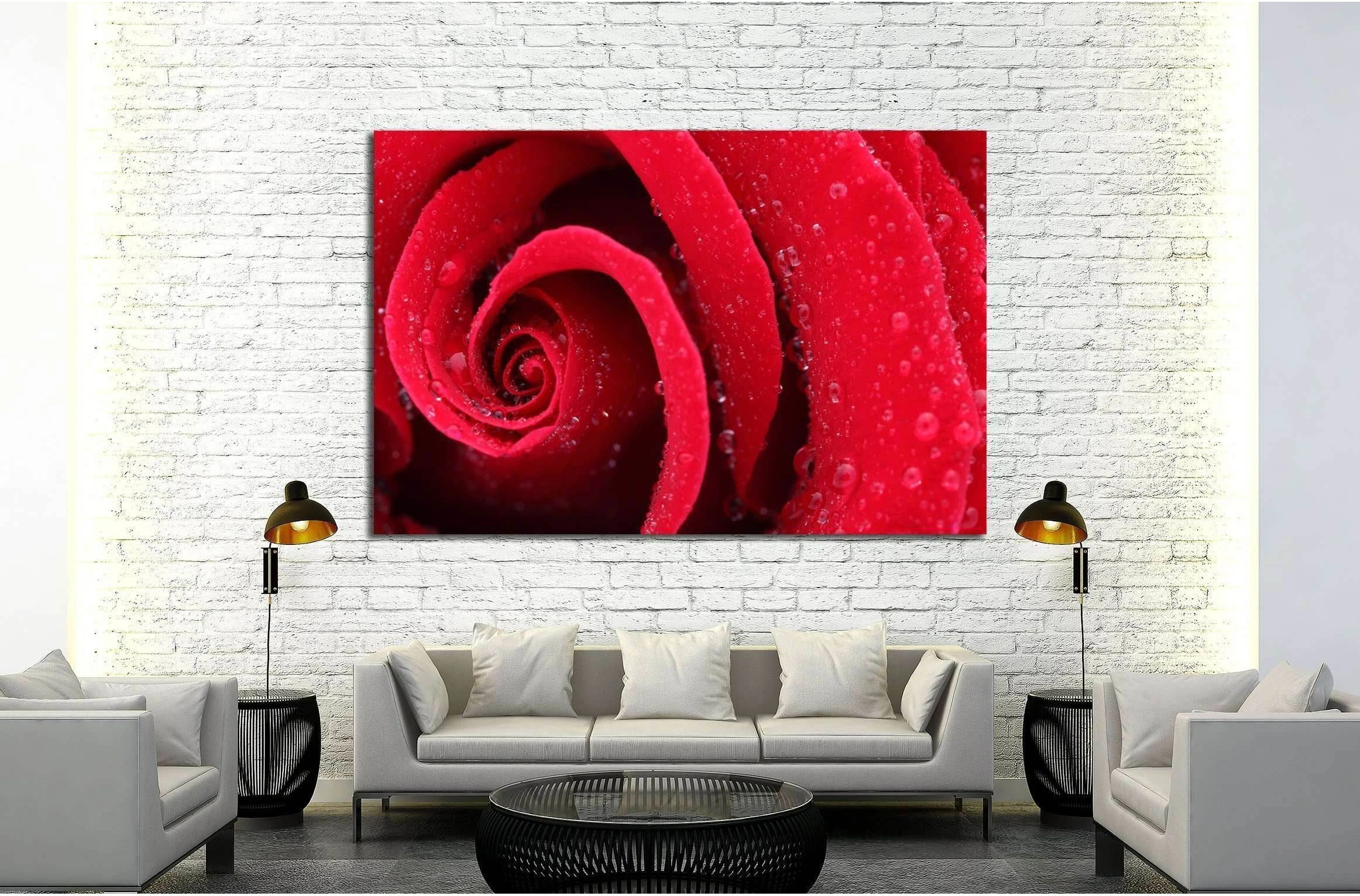 Macro Shot of a Red Rose №2551 Ready to Hang Canvas Print - Zellart Canvas Prints ALL_Products, s-2551