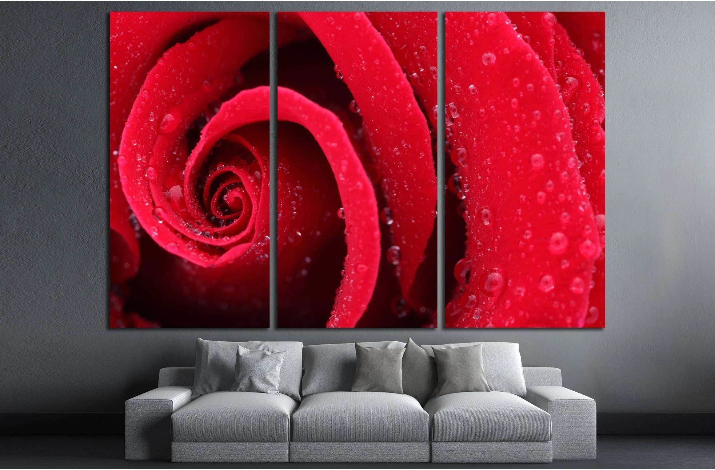 Macro Shot of a Red Rose №2551 Ready to Hang Canvas Print - Zellart Canvas Prints ALL_Products, s-2551