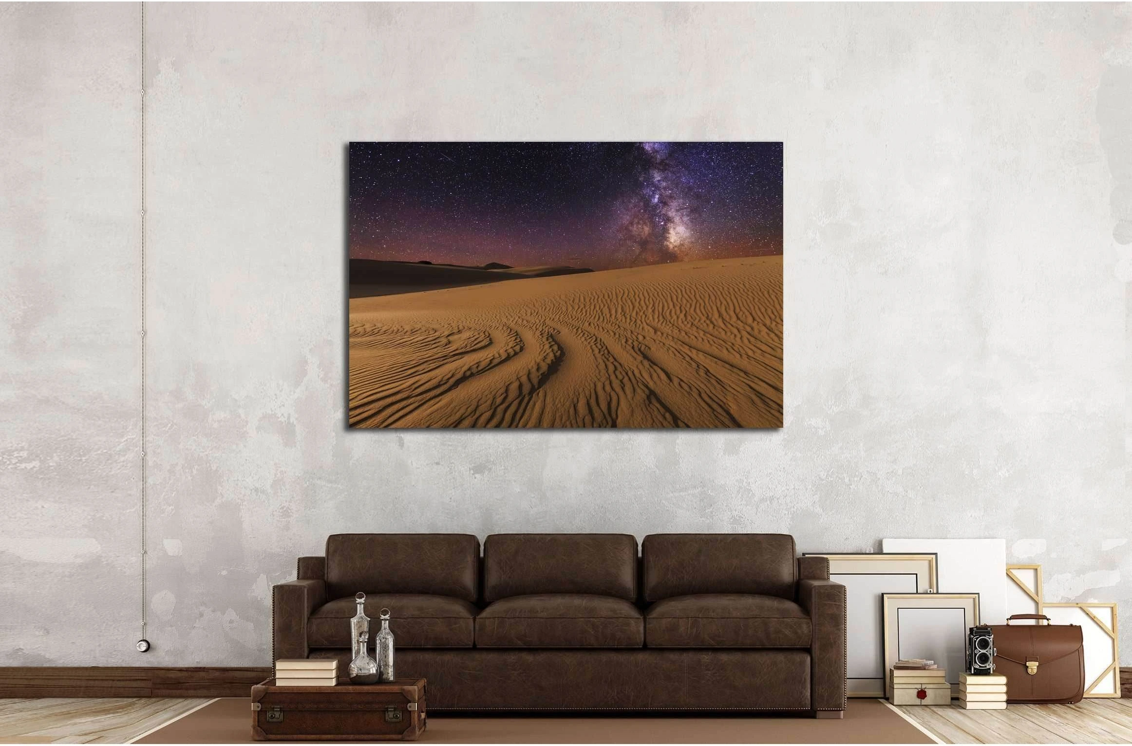 Magnificent starry sky over the desert landscape №3213 Ready to Hang Canvas Print - Zellart Canvas Prints ALL_Products, s-3213
