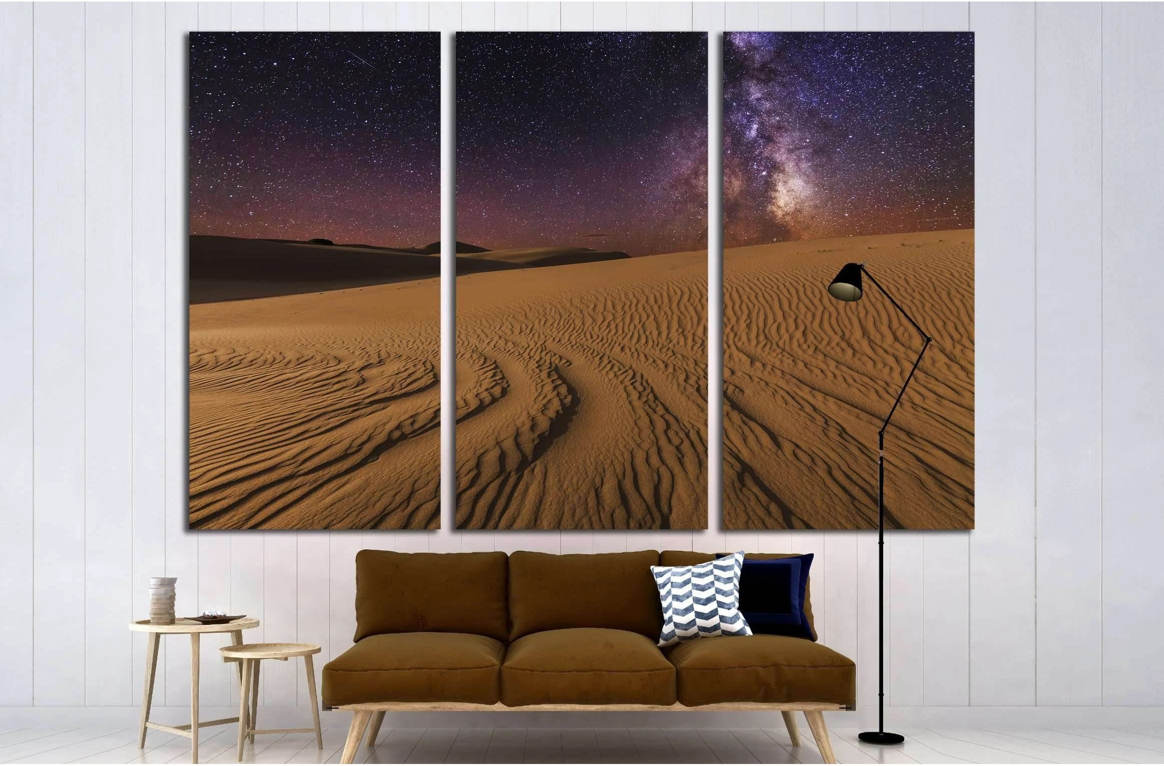 Magnificent starry sky over the desert landscape №3213 Ready to Hang Canvas Print - Zellart Canvas Prints ALL_Products, s-3213