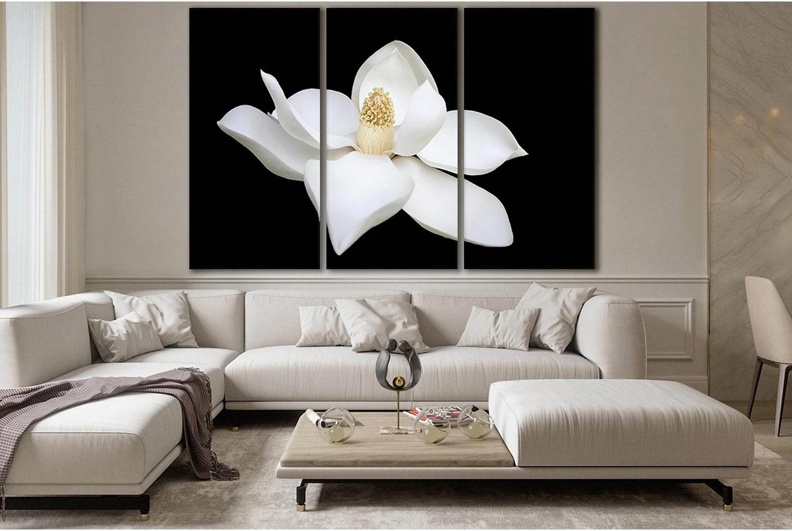 Magnolia On A Black Background №SL688 Ready to Hang Canvas Print - Zellart Canvas Prints 0new, ALL_Products, Floral & Botanical Wall Art