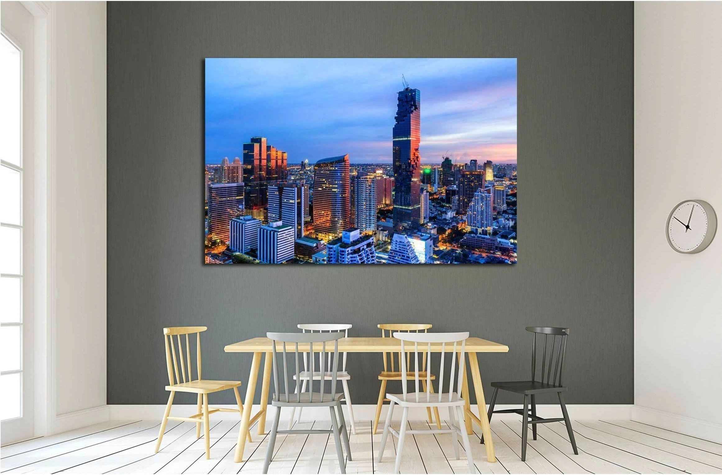 Mahanakorn tower city center business of Bangkok. sunset, Silom area, Bangkok №2206 Ready to Hang Canvas Print - Zellart Canvas Prints ALL_Products, s-2206