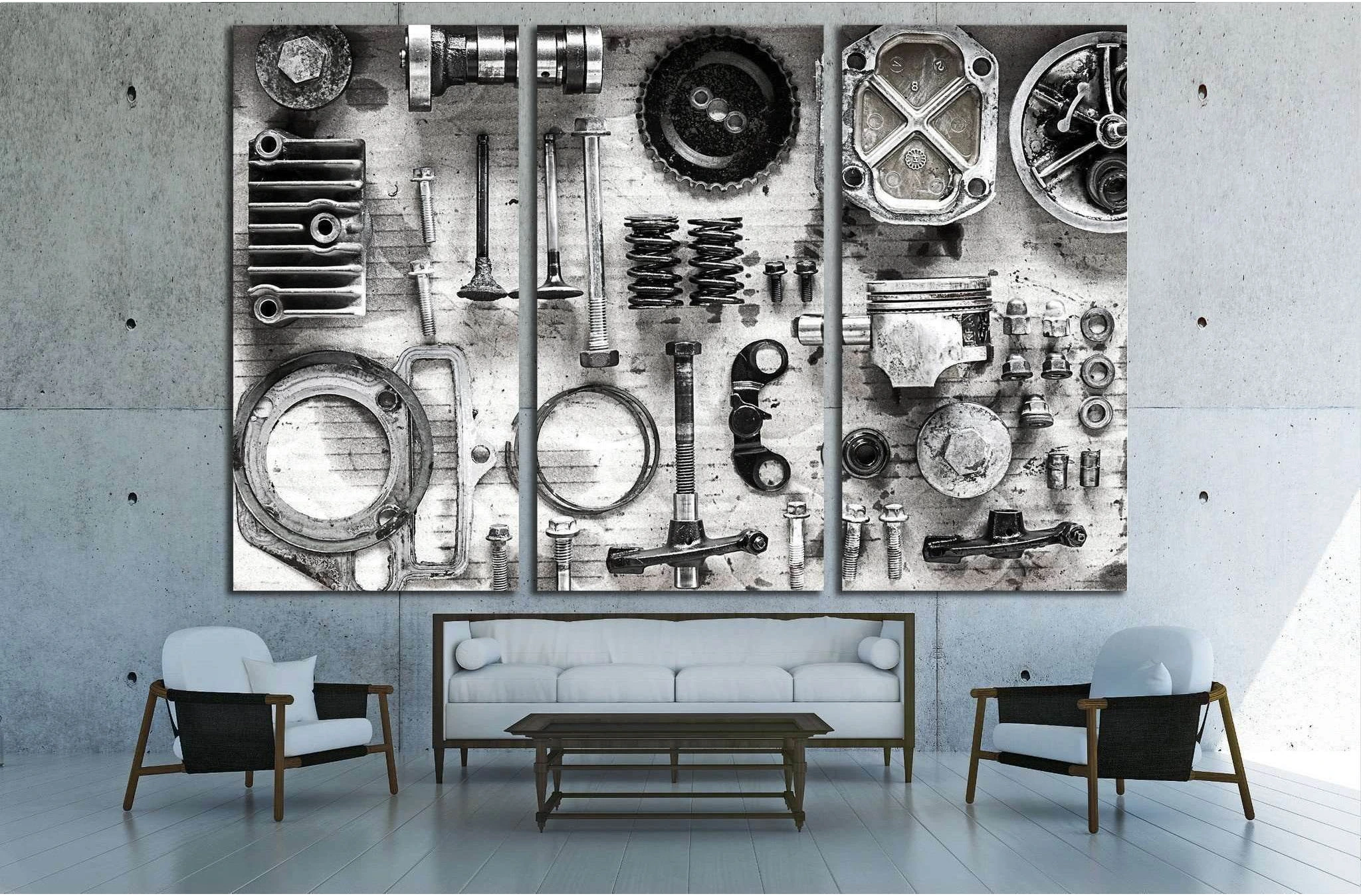 maintenance old parts of engine №1876 Ready to Hang Canvas Print - Zellart Canvas Prints ALL_Products, s-1876