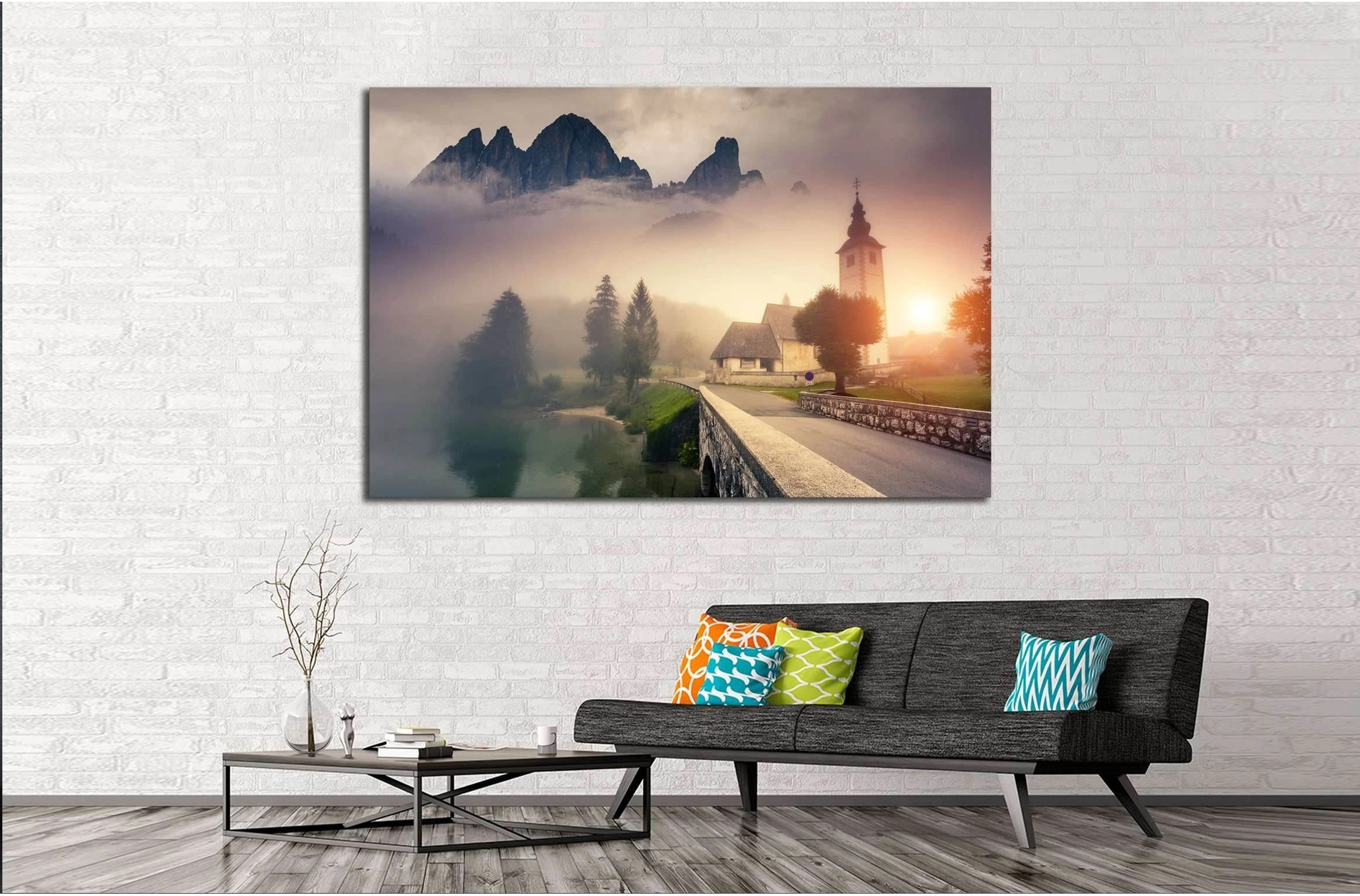 Majestic colorful foggy morning scene in the Triglav national park №2653 Ready to Hang Canvas Print - Zellart Canvas Prints ALL_Products, s-2653
