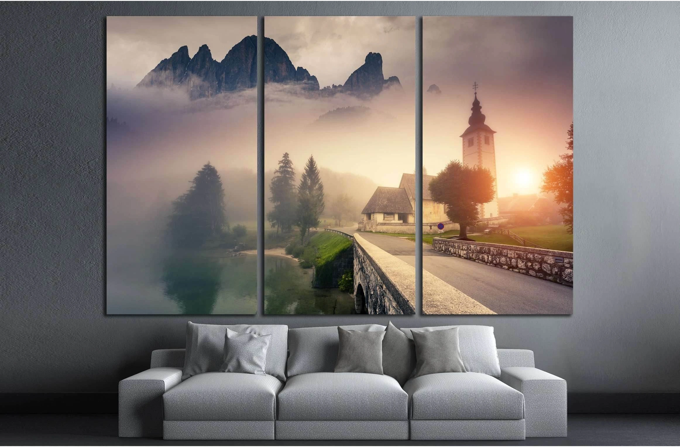 Majestic colorful foggy morning scene in the Triglav national park №2653 Ready to Hang Canvas Print - Zellart Canvas Prints ALL_Products, s-2653