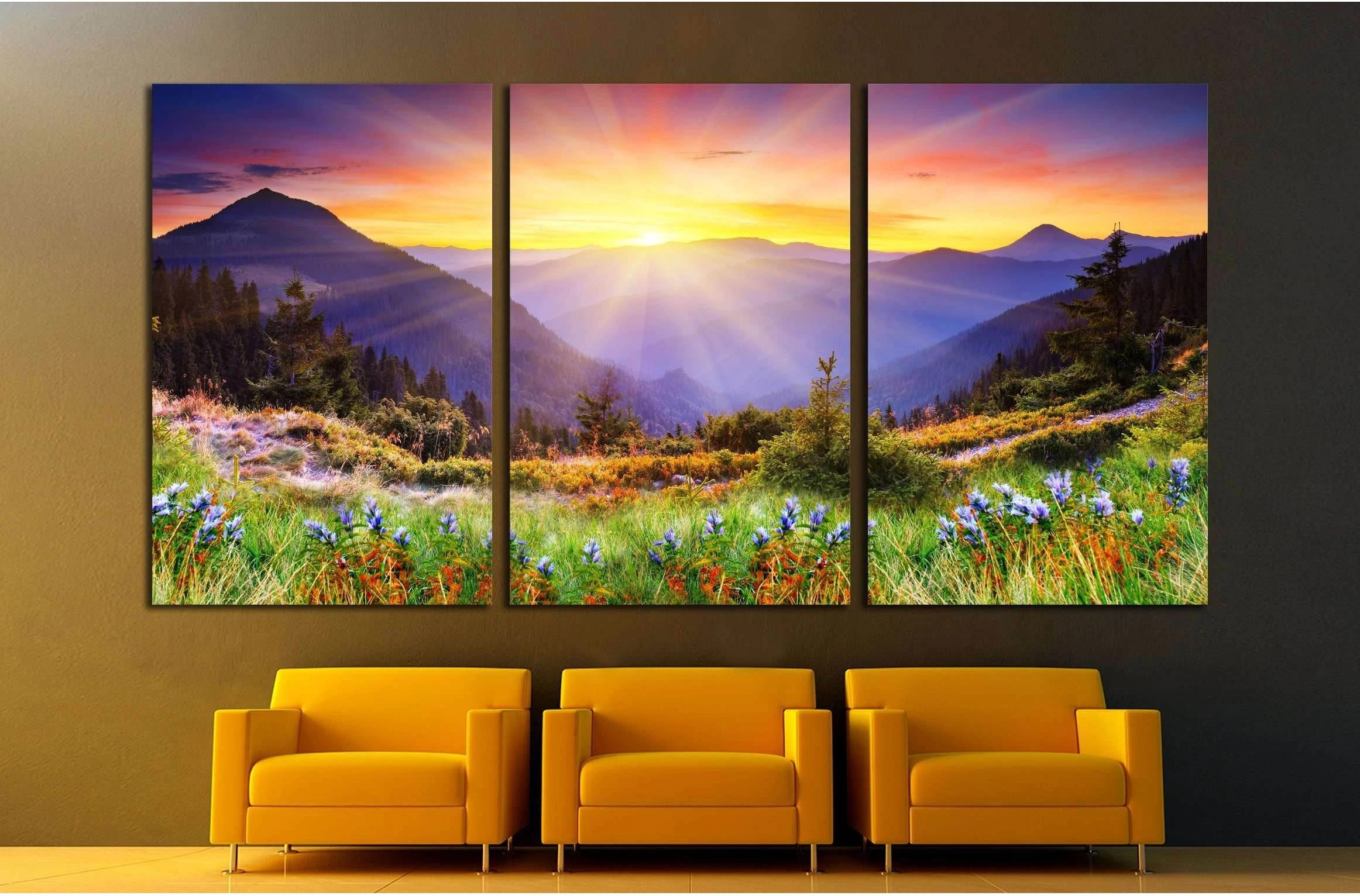 Majestic sunset in the mountains landscape №2669 Ready to Hang Canvas Print - Zellart Canvas Prints ALL_Products, s-2669