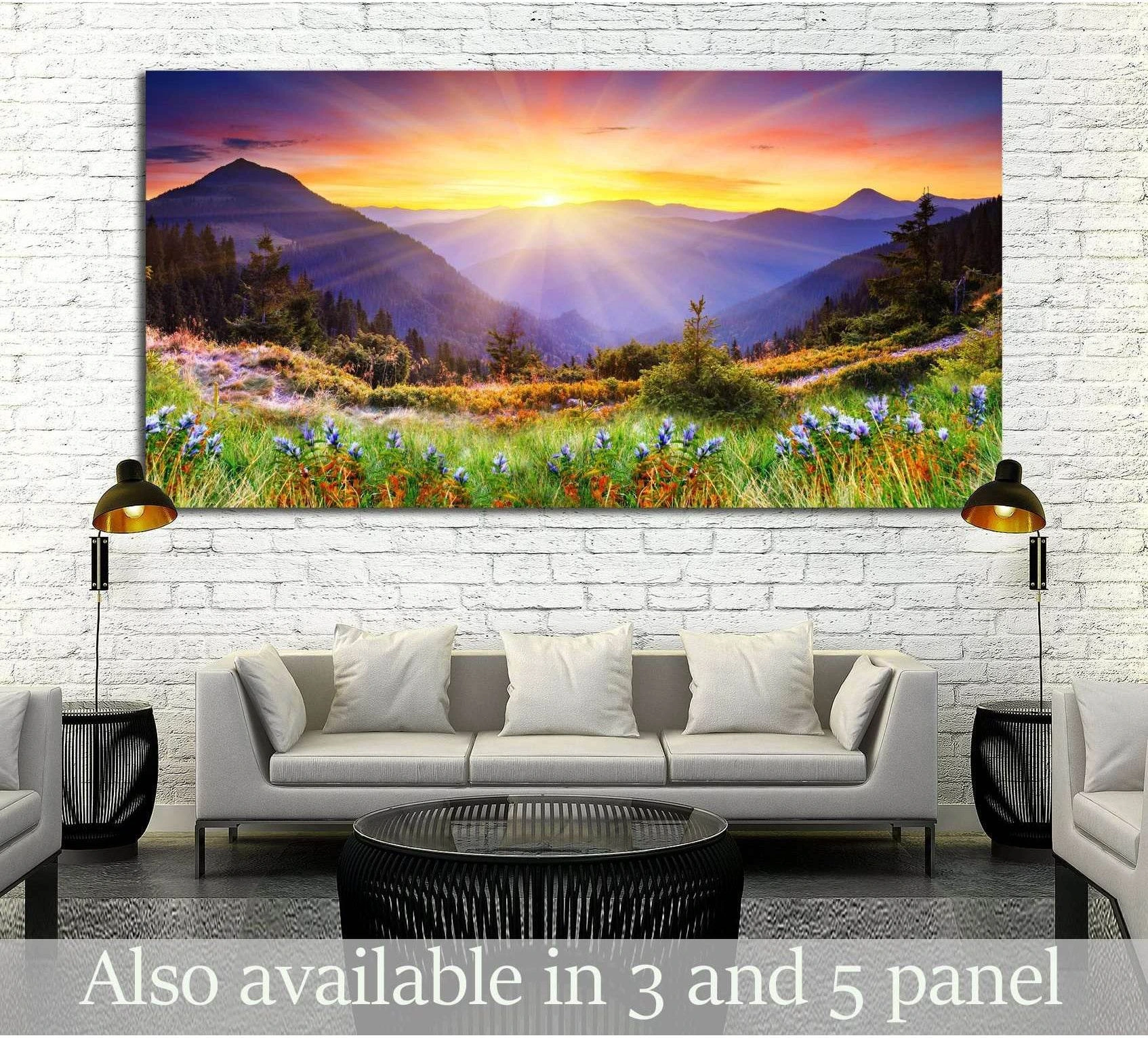 Majestic sunset in the mountains landscape №2669 Ready to Hang Canvas Print - Zellart Canvas Prints ALL_Products, s-2669