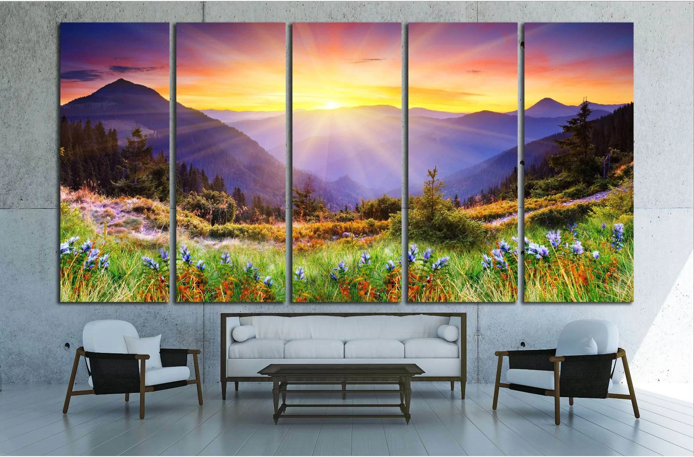 Majestic sunset in the mountains landscape №2669 Ready to Hang Canvas Print - Zellart Canvas Prints ALL_Products, s-2669