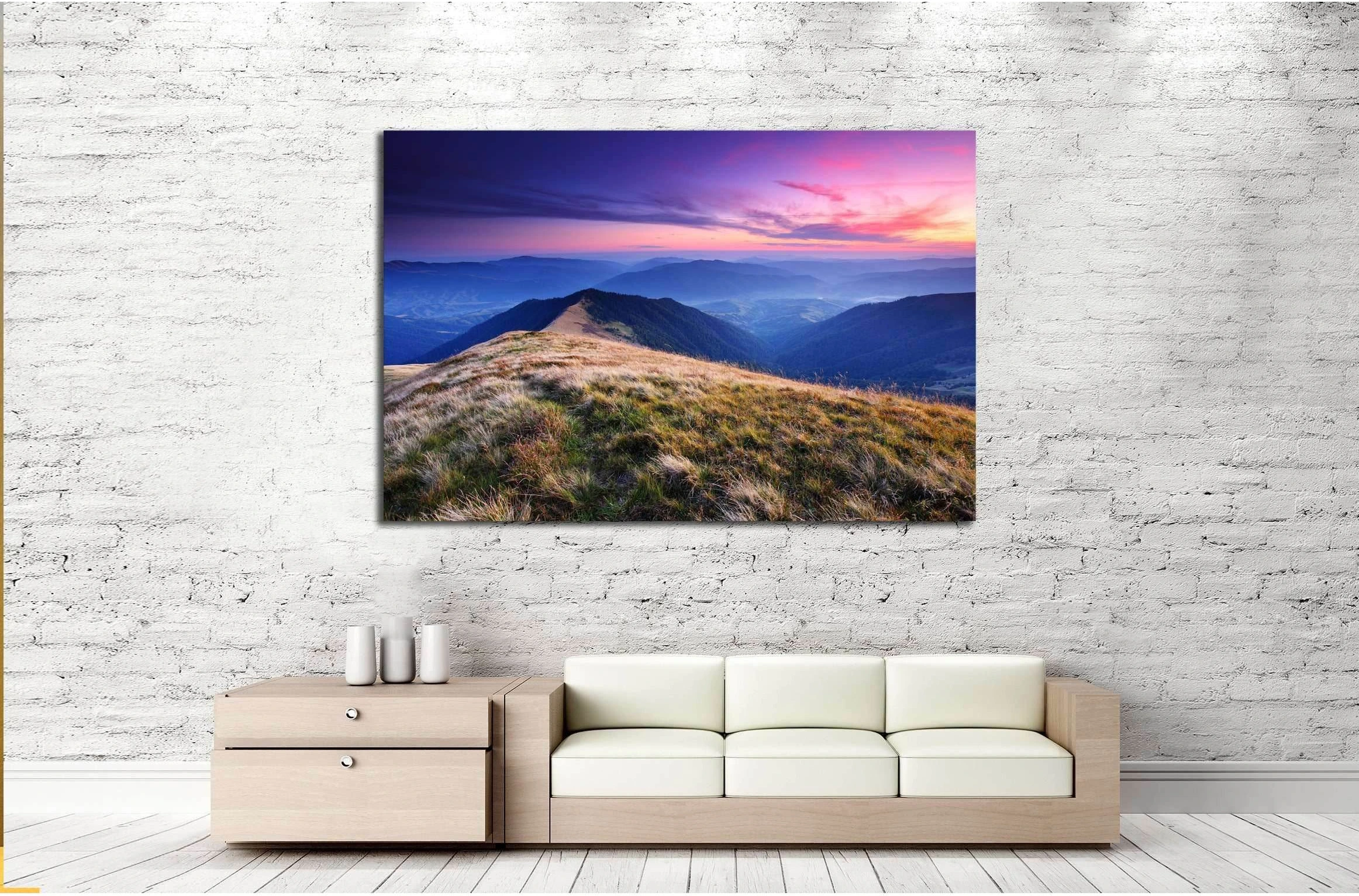 Majestic sunset in the mountains landscape №2674 Ready to Hang Canvas Print - Zellart Canvas Prints ALL_Products, s-2674