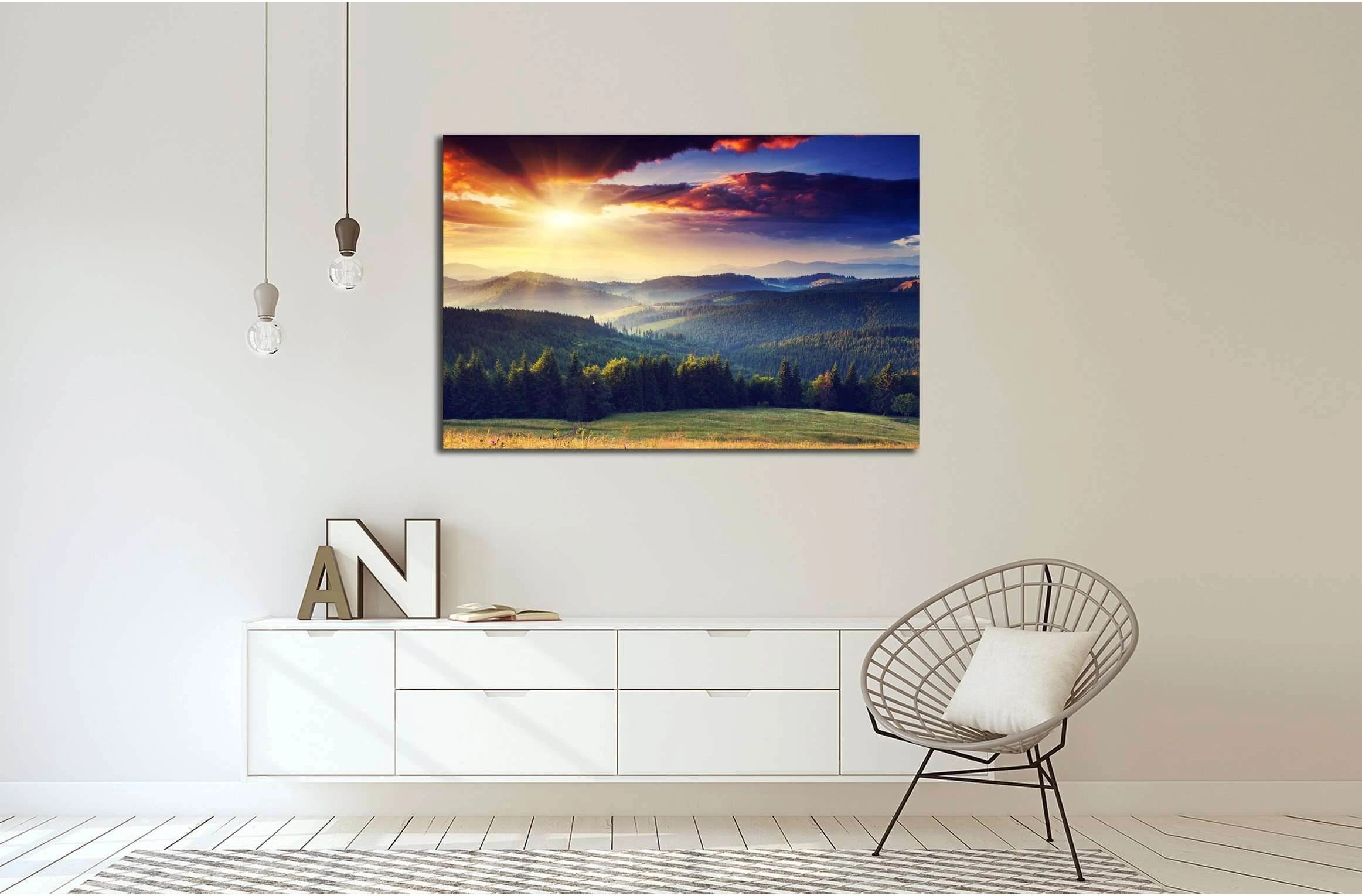 Majestic sunset in the mountains landscape. Dramatic sky. №2681 Ready to Hang Canvas Print - Zellart Canvas Prints ALL_Products, s-2681