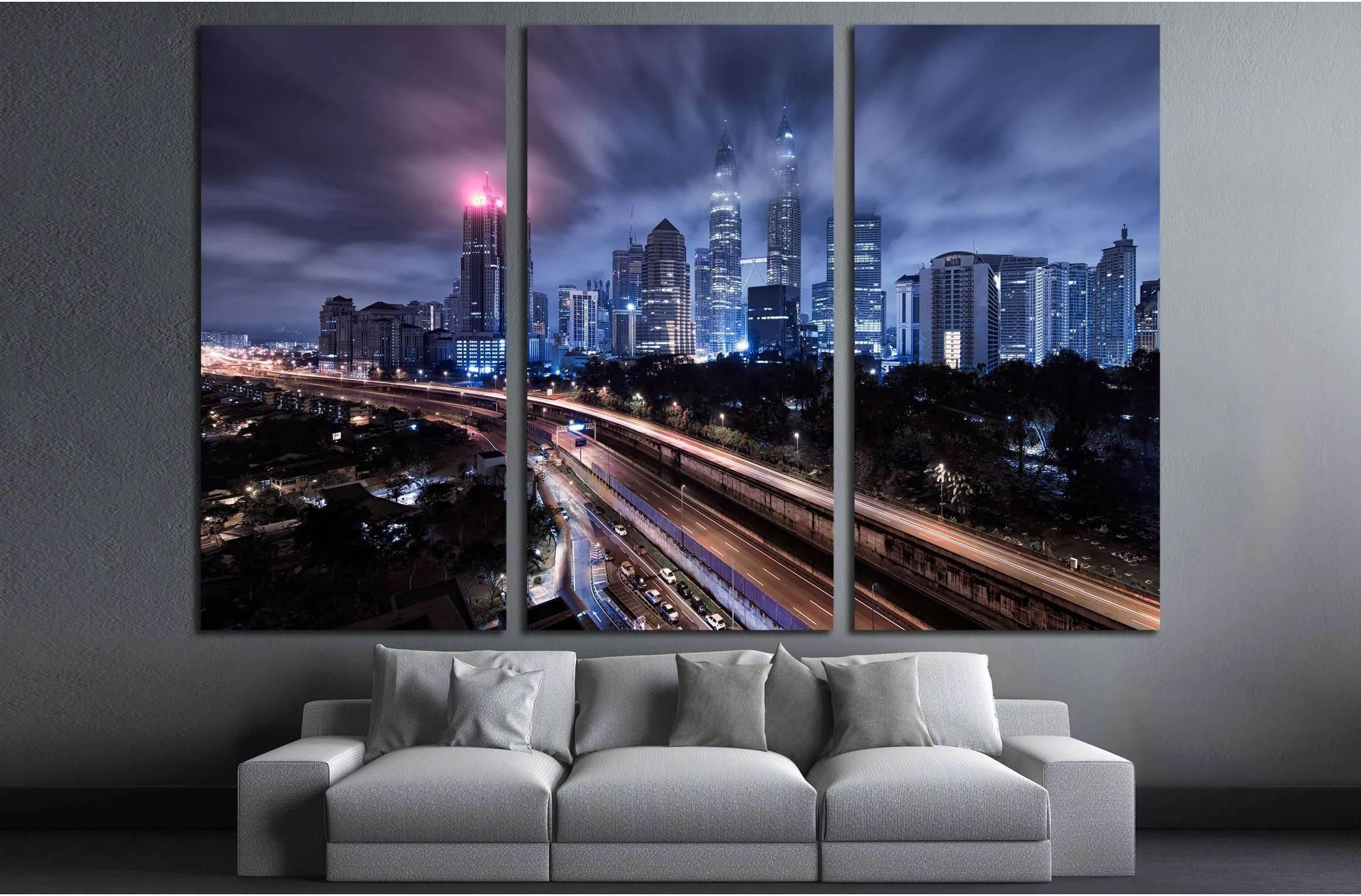Malaysia Kuala Lumpur Gotham CIty №3043 Ready to Hang Canvas Print - Zellart Canvas Prints ALL_Products, s-3043