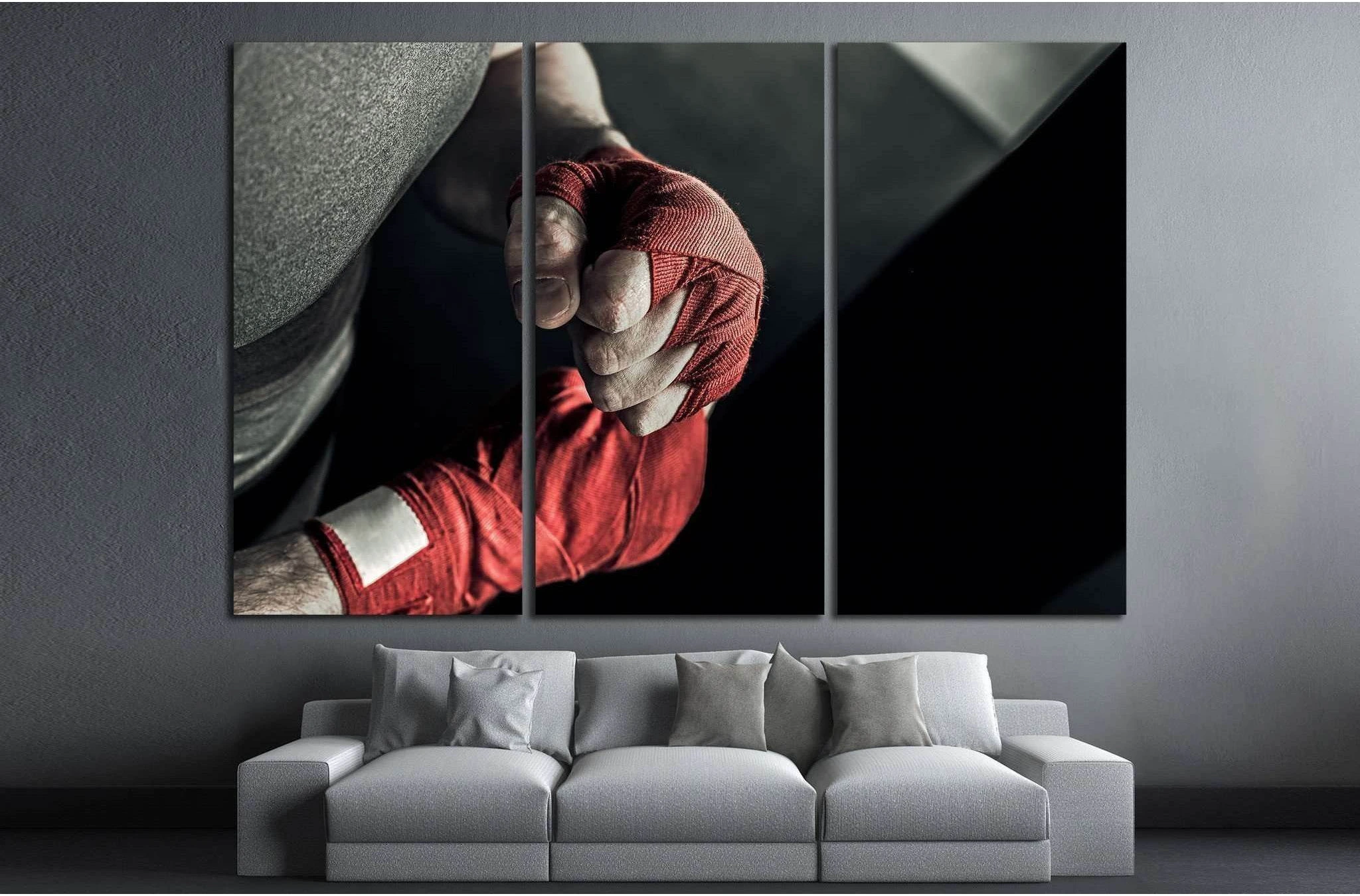 male hand of boxer with red boxing bandages №1384 Ready to Hang Canvas Print - Zellart Canvas Prints ALL_Products, s-1384
