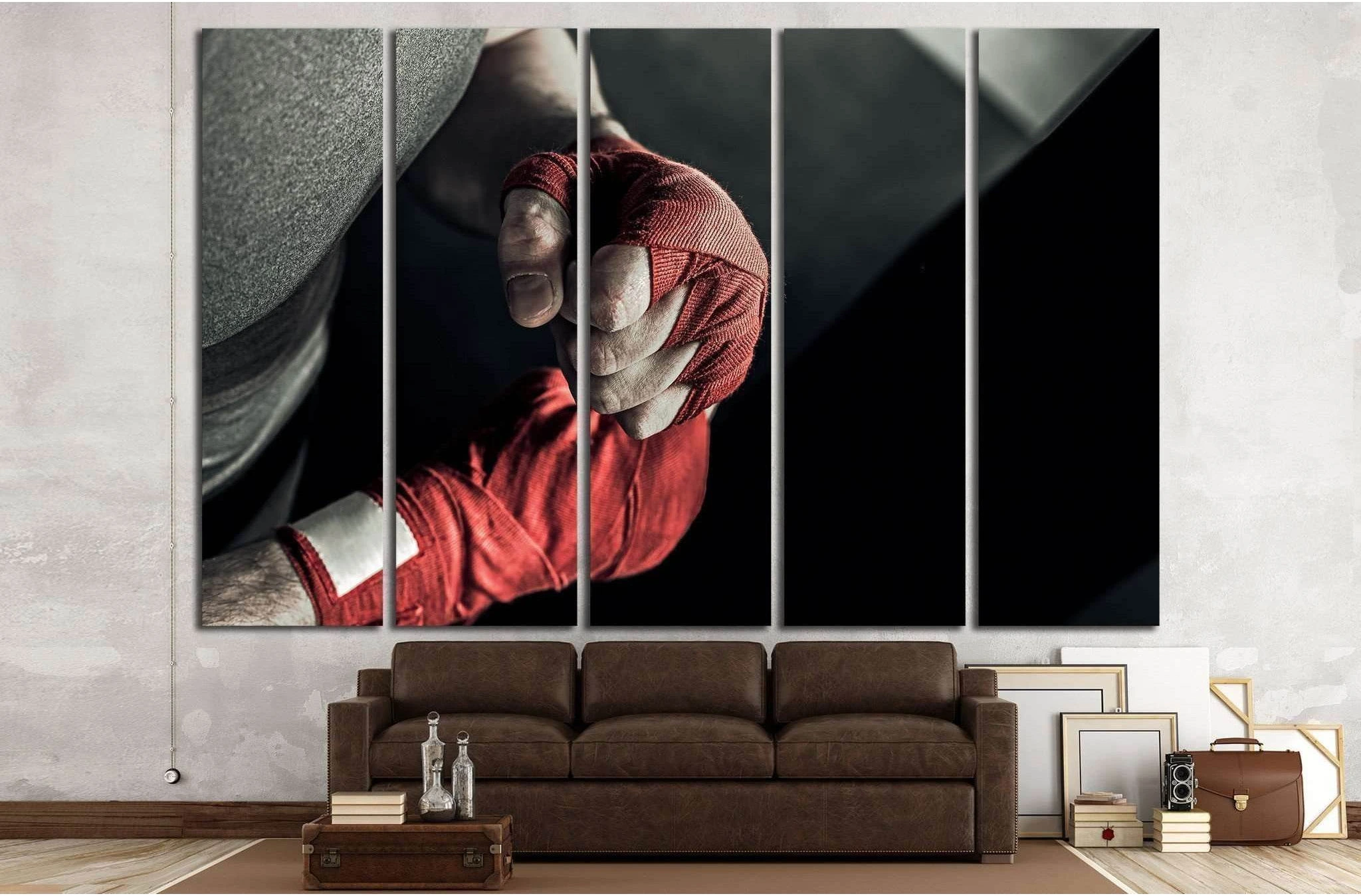 male hand of boxer with red boxing bandages №1384 Ready to Hang Canvas Print - Zellart Canvas Prints ALL_Products, s-1384