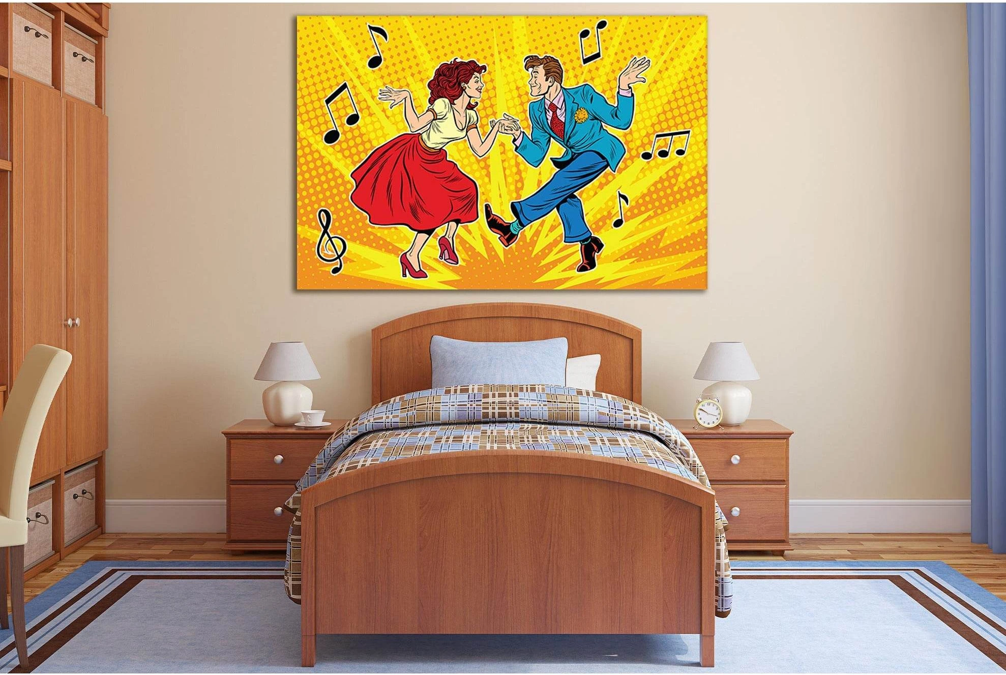 Man And Woman Dancing Vintage Pop Art №SL547 Ready to Hang Canvas Print - Zellart Canvas Prints 0new, ALL_Products, Pop ART