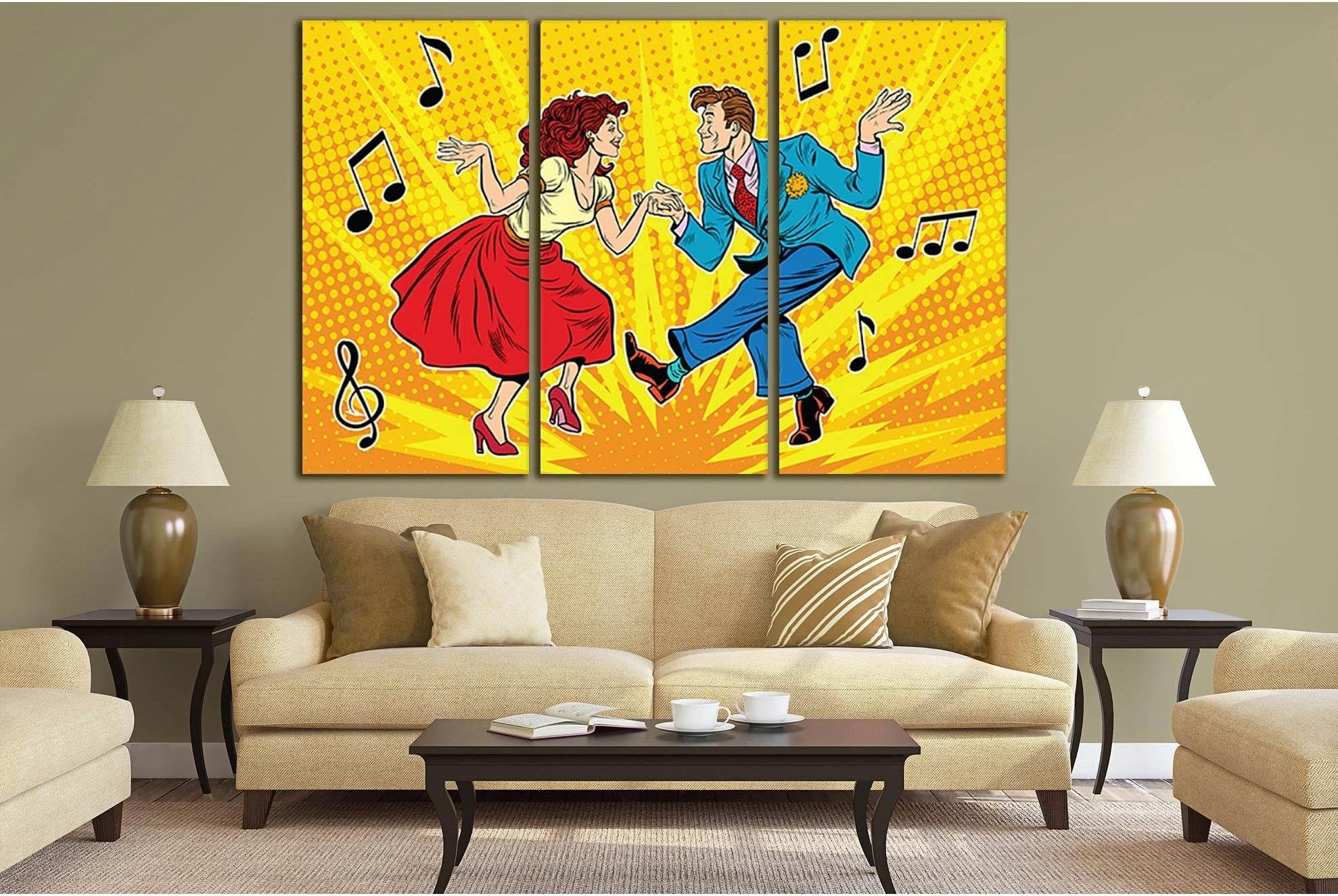 Man And Woman Dancing Vintage Pop Art №SL547 Ready to Hang Canvas Print - Zellart Canvas Prints 0new, ALL_Products, Pop ART
