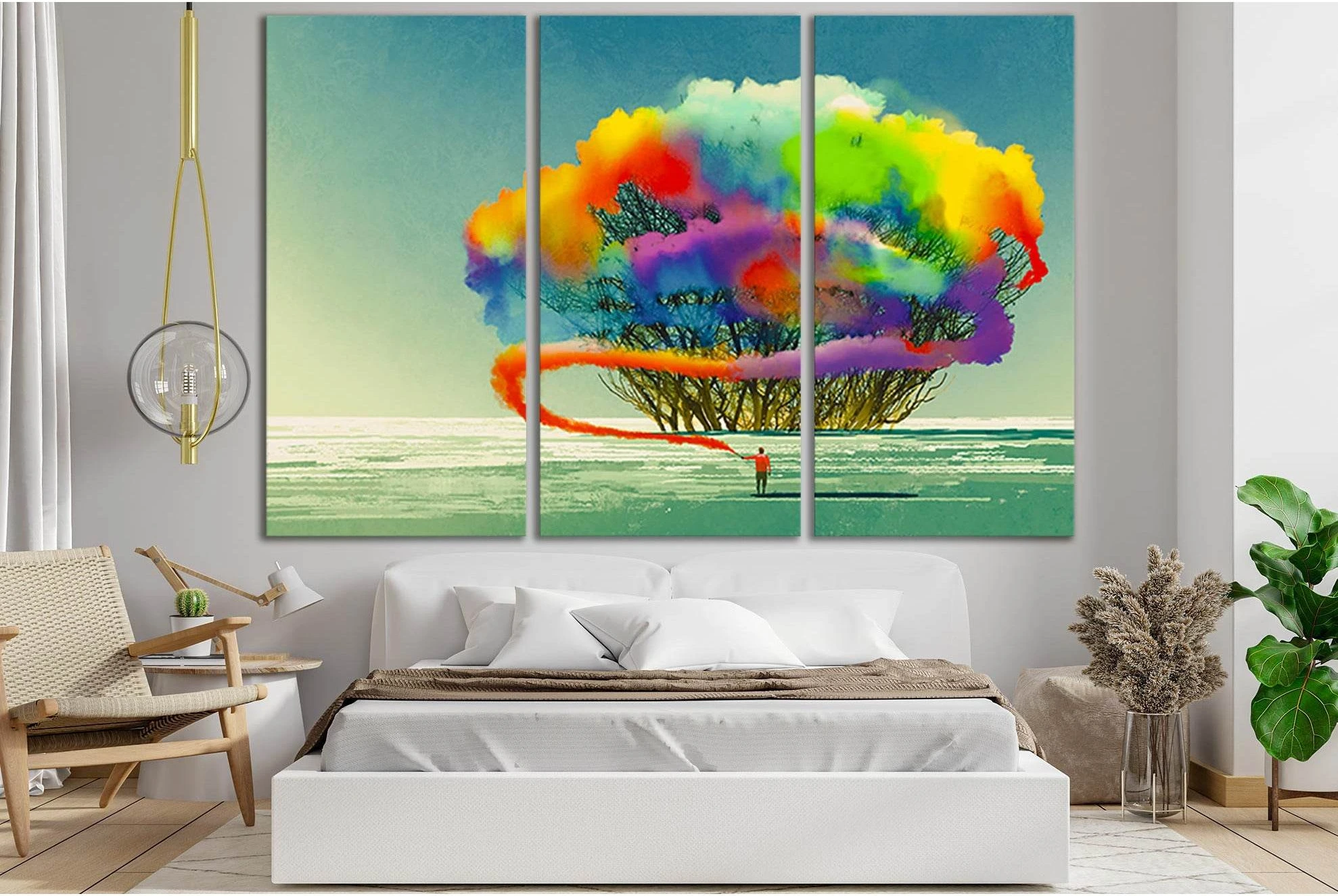 Man Draws Colored Smoke №SL1262 Ready to Hang Canvas Print - Zellart Canvas Prints 0new, ALL_Products, Fantasy And Sci Fi Wall Art