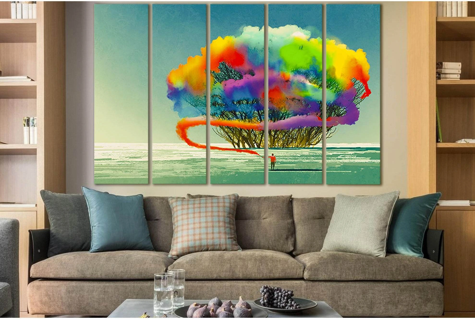 Man Draws Colored Smoke №SL1262 Ready to Hang Canvas Print - Zellart Canvas Prints 0new, ALL_Products, Fantasy And Sci Fi Wall Art