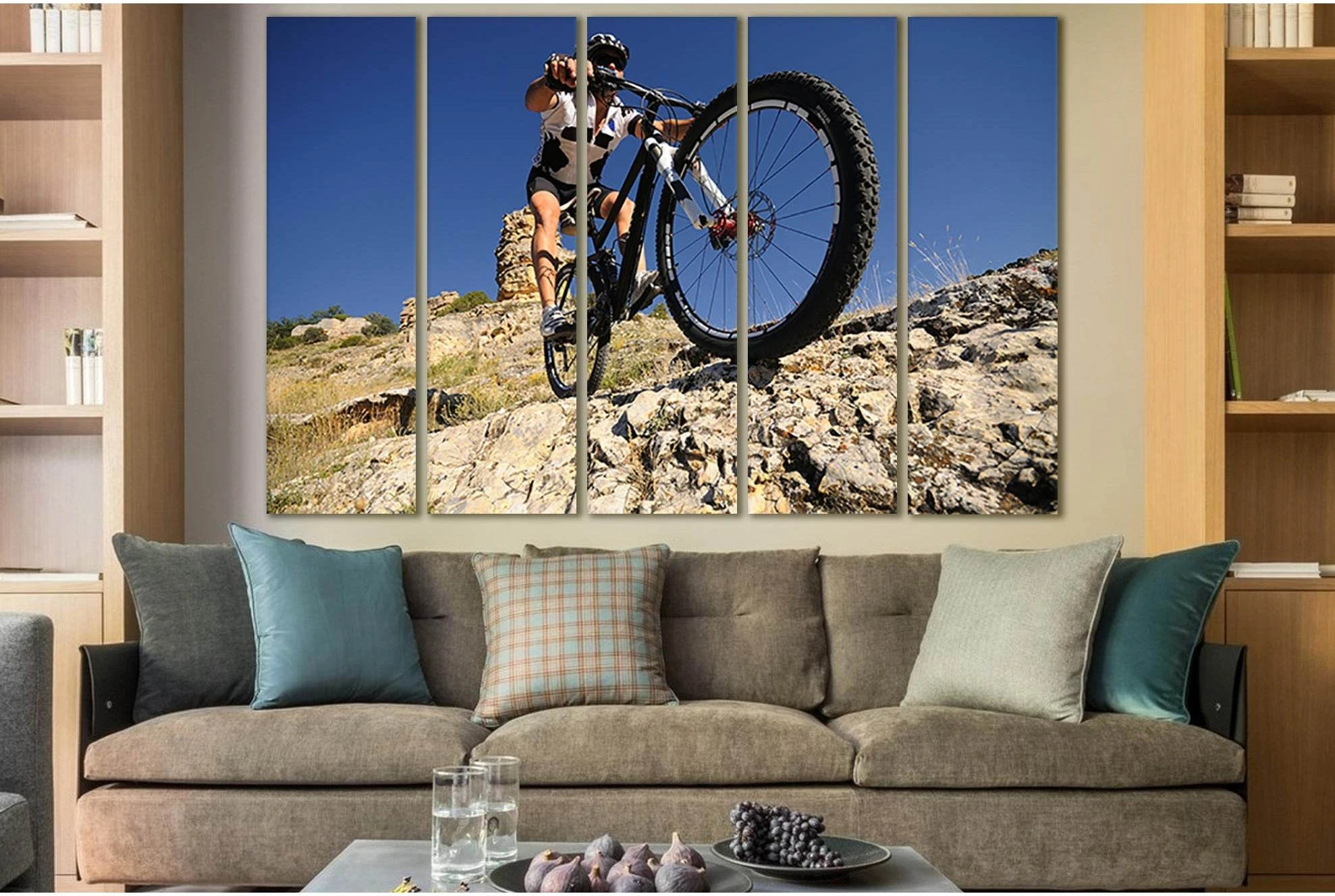 Man On Mountain Bike On The Rock №SL911 Ready to Hang Canvas Print - Zellart Canvas Prints 0new, ALL_Products, Sports & Motivation