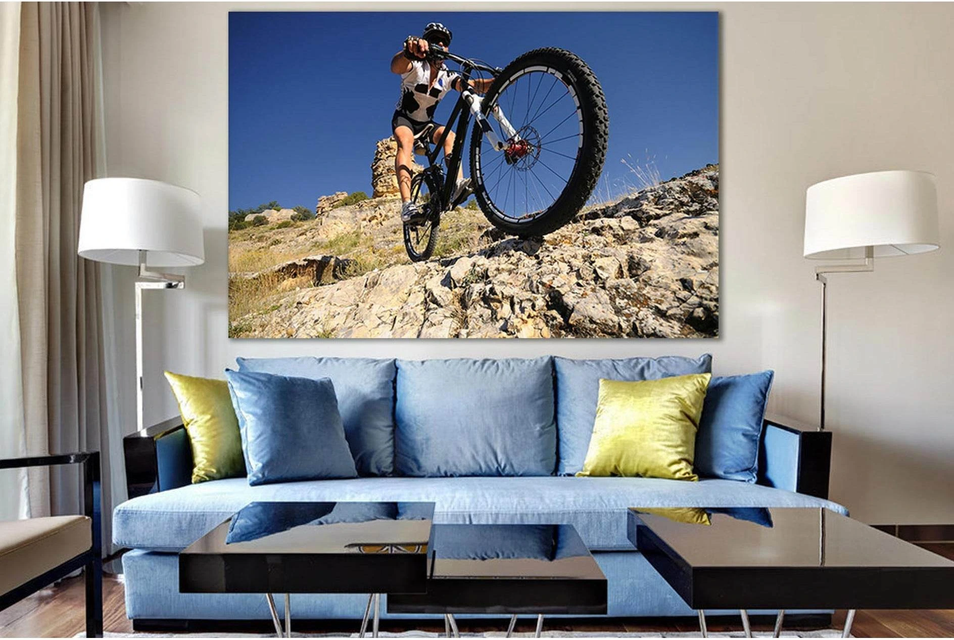 Man On Mountain Bike On The Rock №SL911 Ready to Hang Canvas Print - Zellart Canvas Prints 0new, ALL_Products, Sports & Motivation