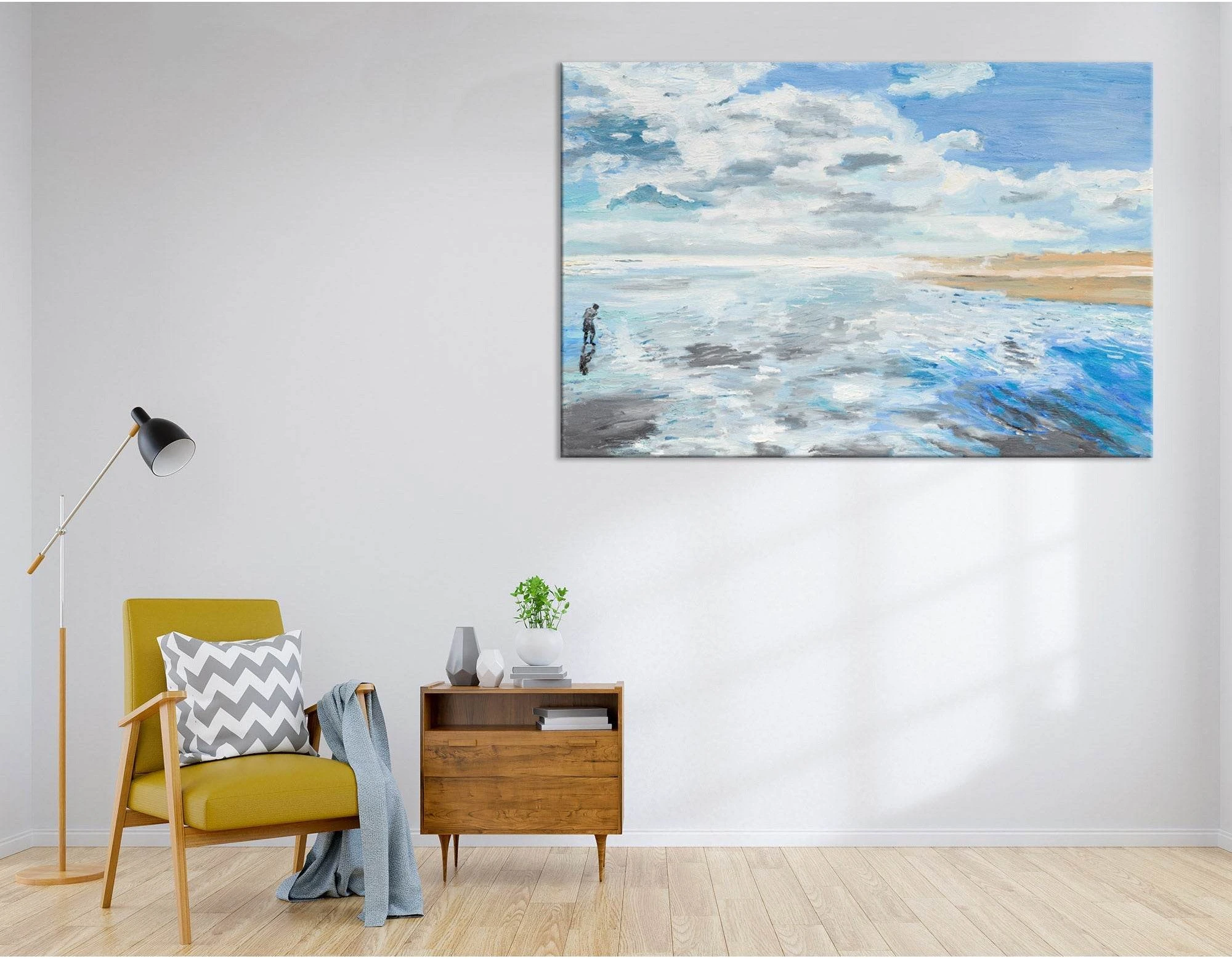 Man On The Seaside Abstract №04327 Ready to Hang Canvas Print - Zellart Canvas Prints ALL_Products