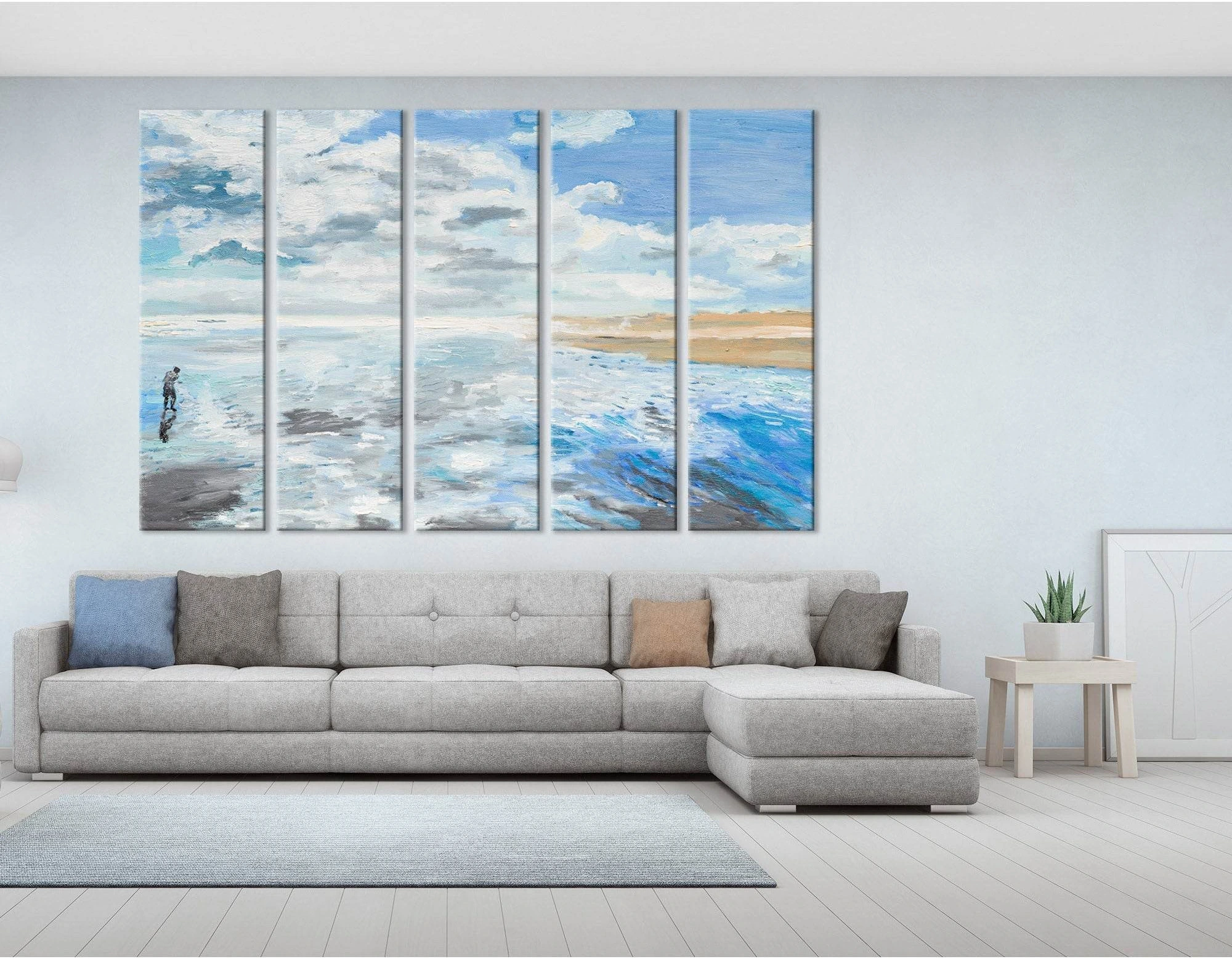 Man On The Seaside Abstract №04327 Ready to Hang Canvas Print - Zellart Canvas Prints ALL_Products