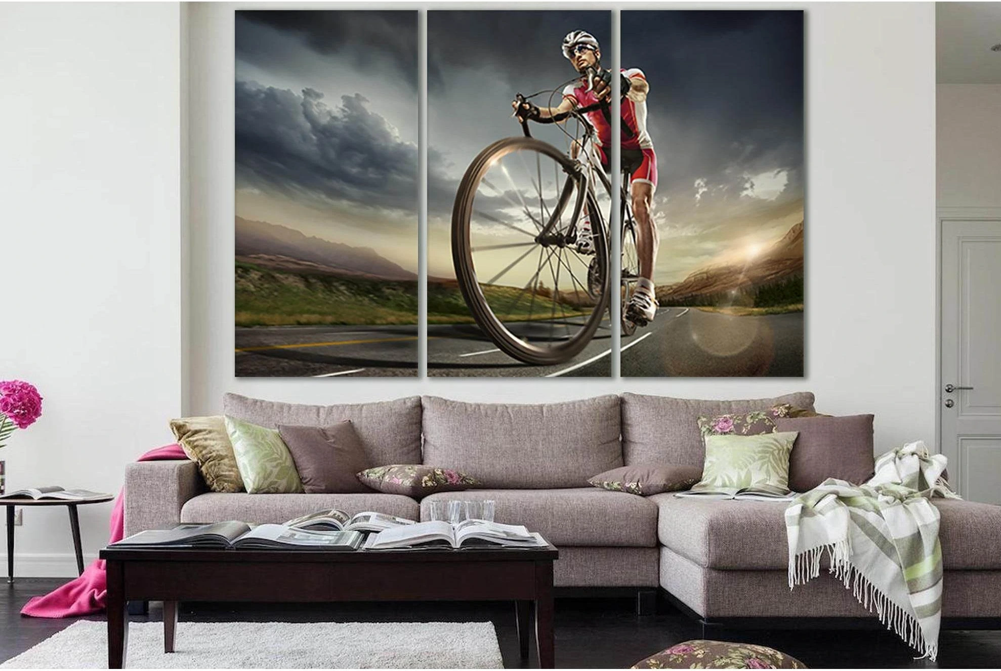 Man Training On His Road Bike №SL913 Ready to Hang Canvas Print - Zellart Canvas Prints 0new, ALL_Products, Sports & Motivation