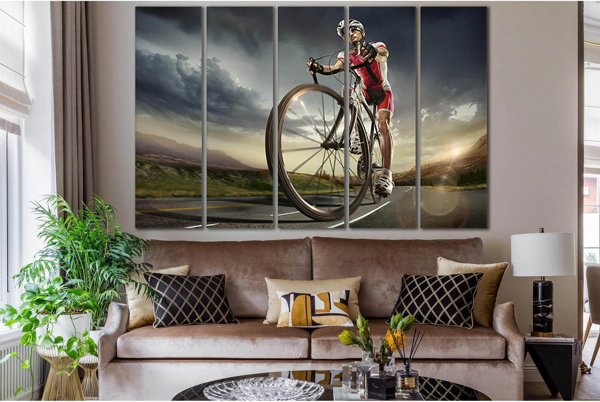 Man Training On His Road Bike №SL913 Ready to Hang Canvas Print - Zellart Canvas Prints 0new, ALL_Products, Sports & Motivation