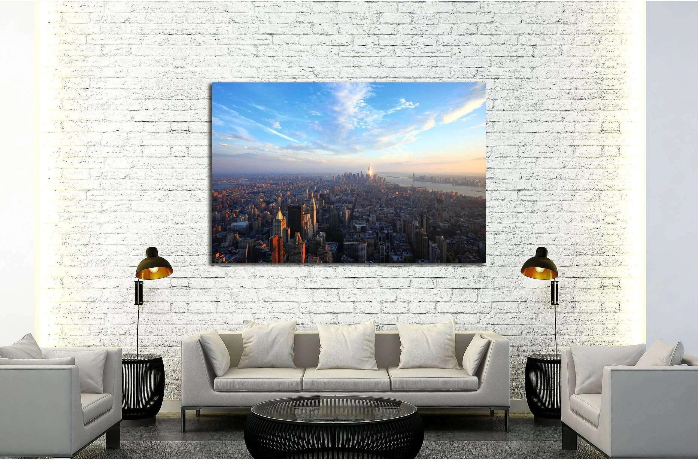 Manhattan at sunset №2634 Ready to Hang Canvas Print - Zellart Canvas Prints 0_NY_ART, ALL_Products, s-2634