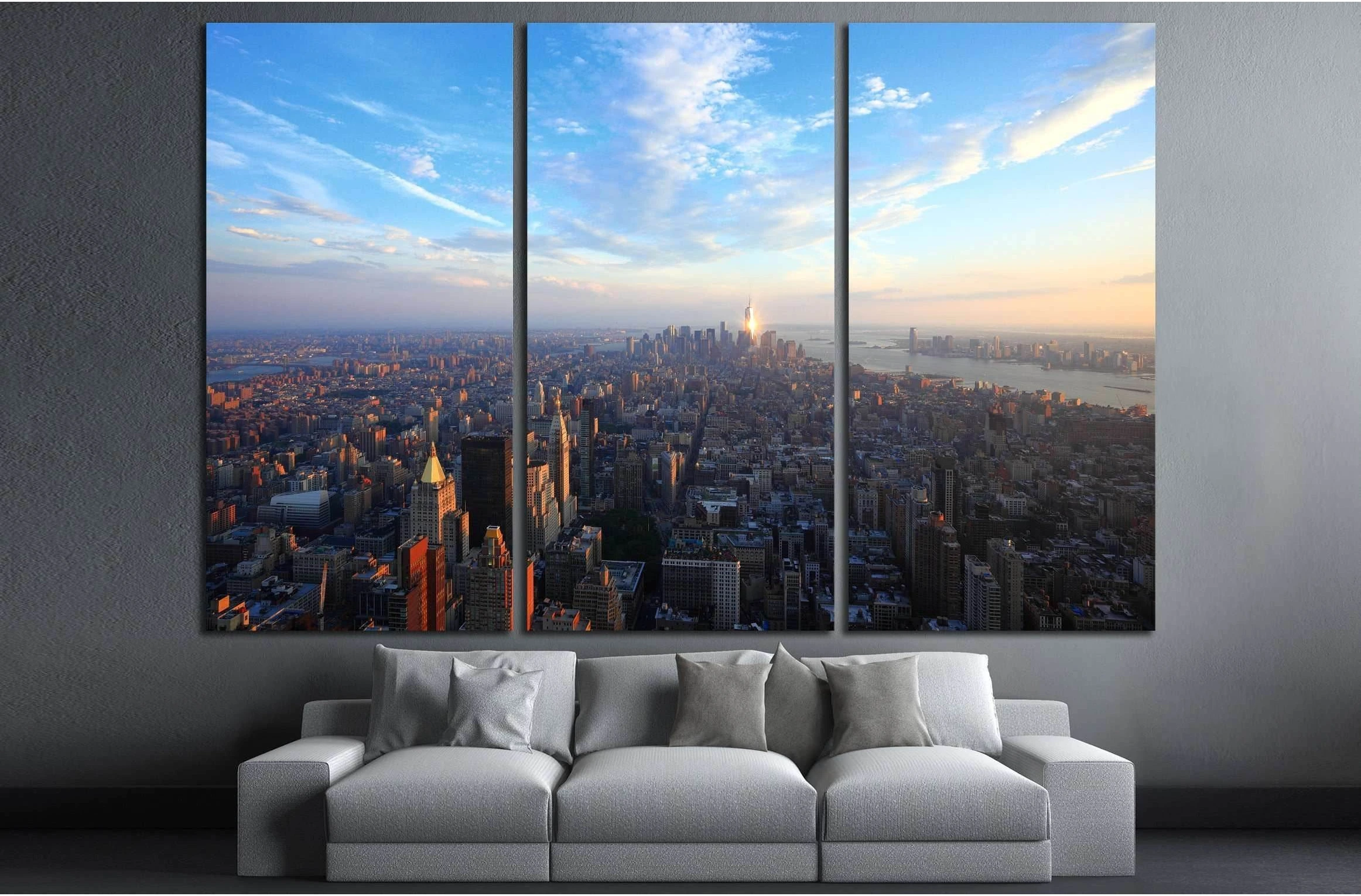Manhattan at sunset №2634 Ready to Hang Canvas Print - Zellart Canvas Prints 0_NY_ART, ALL_Products, s-2634