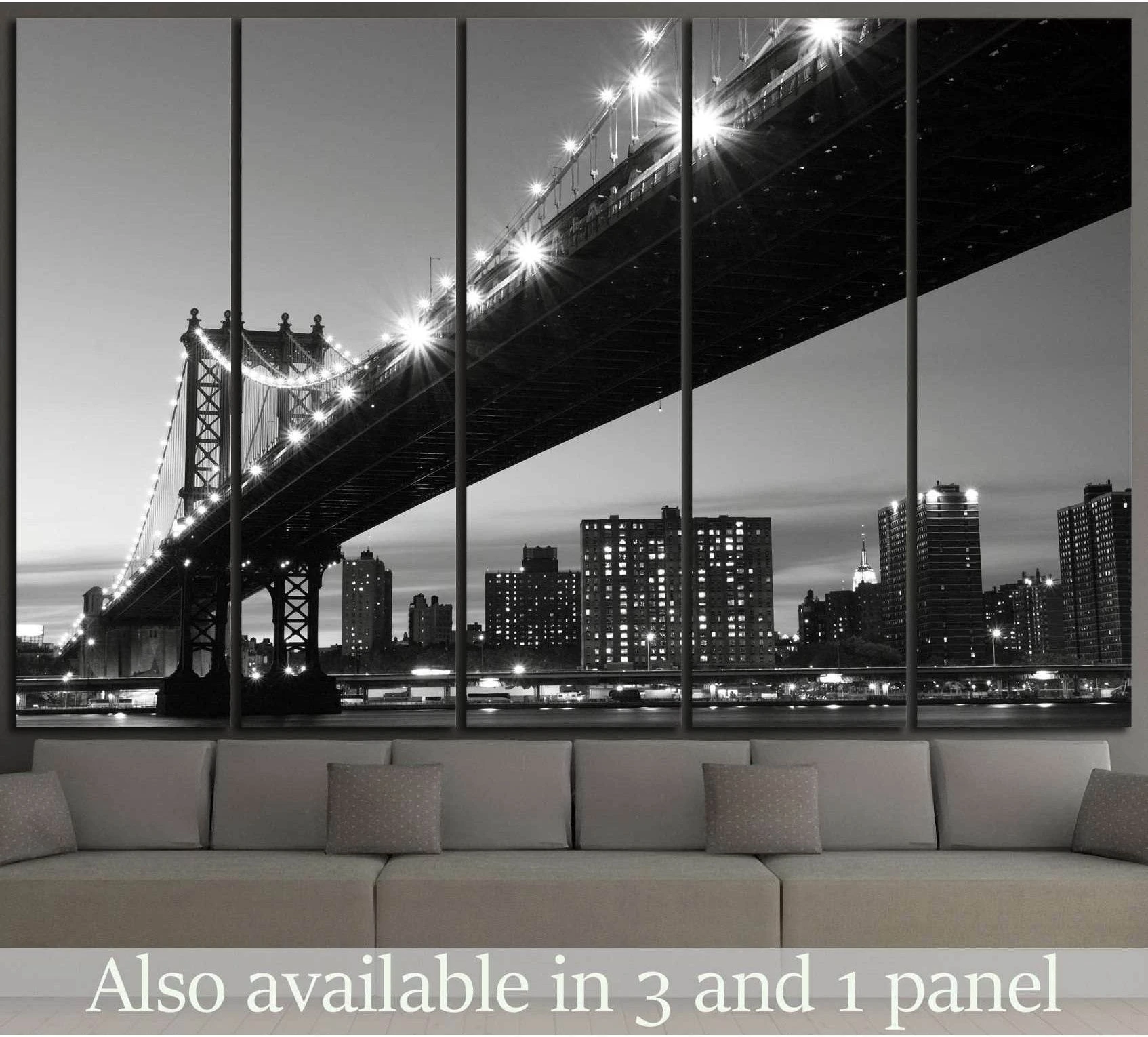 Manhattan Bridge At Nigh №759 Ready to Hang Canvas Print - Zellart Canvas Prints 0_NY_ART, ALL_Products, s-759