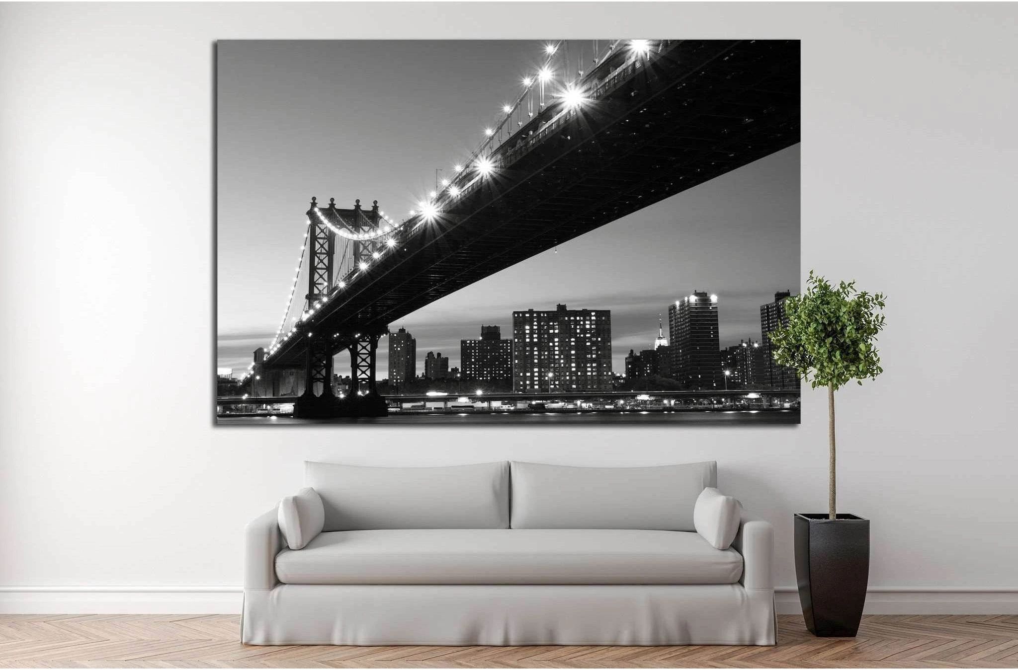 Manhattan Bridge At Nigh №759 Ready to Hang Canvas Print - Zellart Canvas Prints 0_NY_ART, ALL_Products, s-759