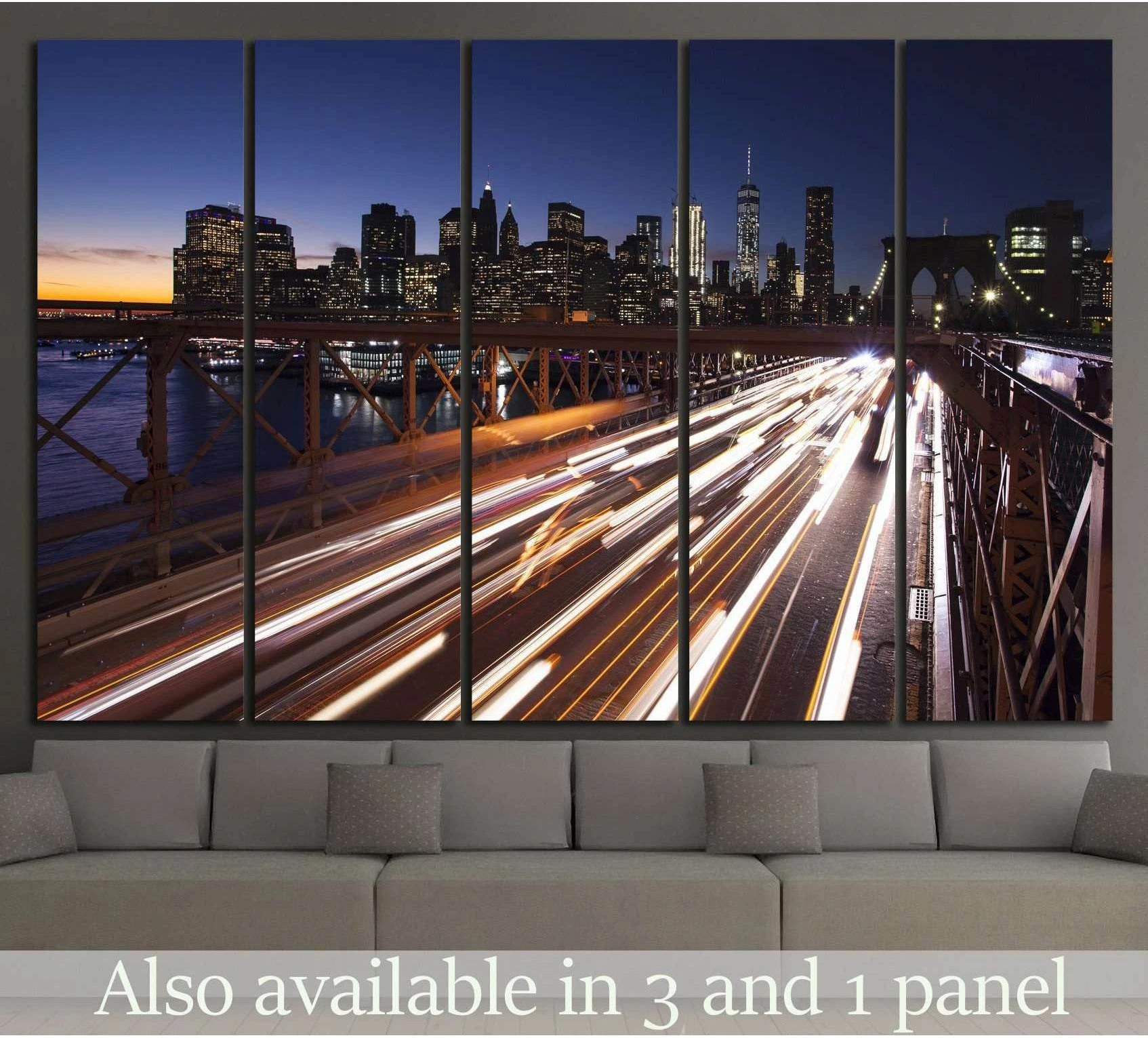 Manhattan, Brooklyn Bridge №823 Ready to Hang Canvas Print - Zellart Canvas Prints 0_NY_ART, ALL_Products, s-823