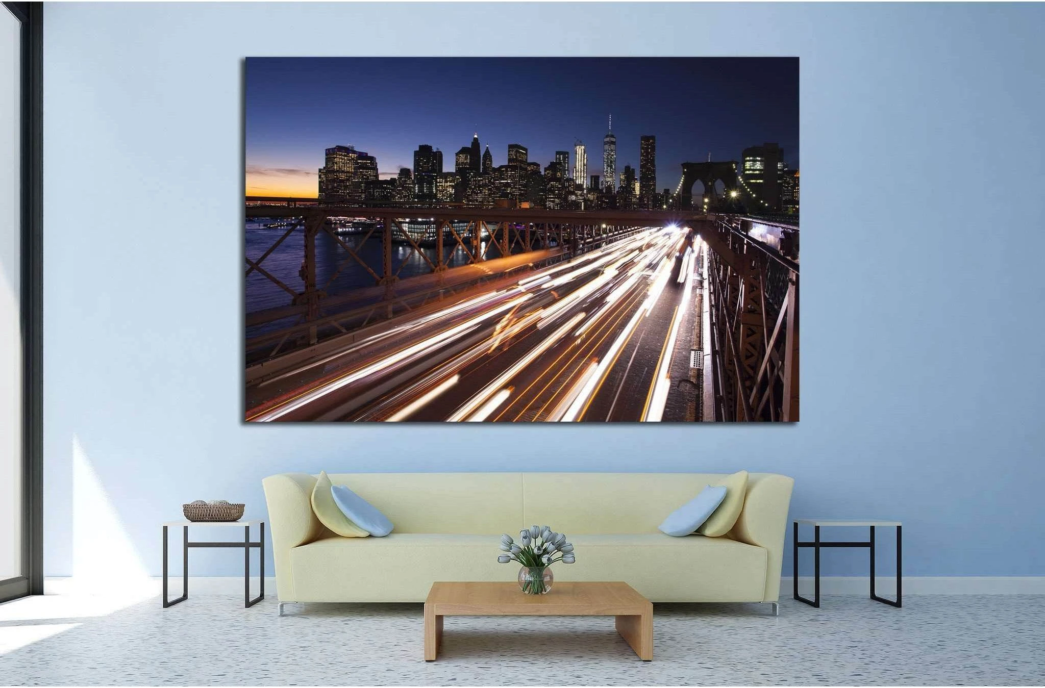 Manhattan, Brooklyn Bridge №823 Ready to Hang Canvas Print - Zellart Canvas Prints 0_NY_ART, ALL_Products, s-823